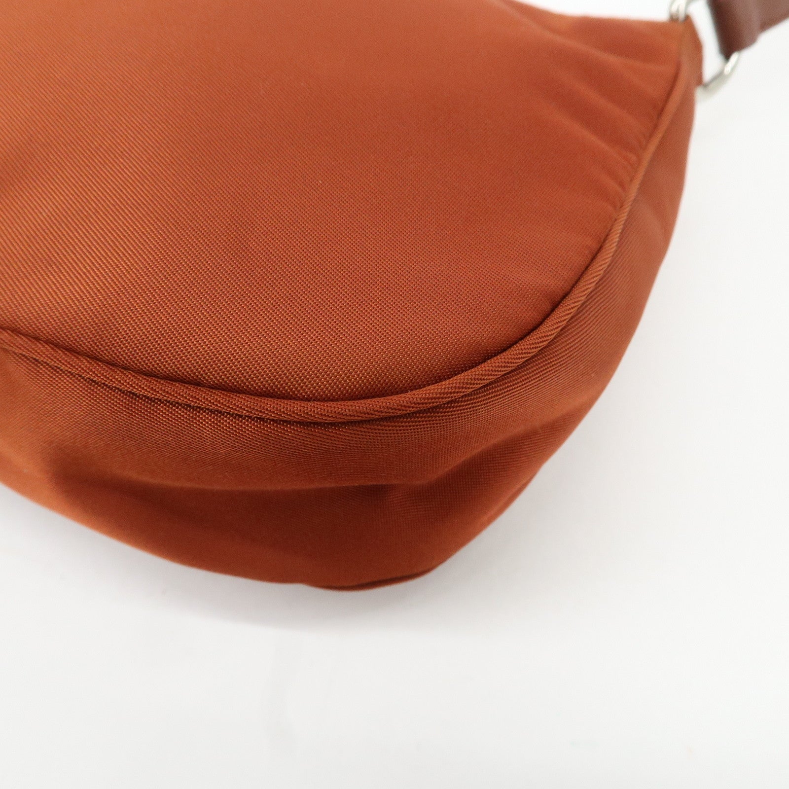 PRADA Logo Nylon Leather Shoulder Bag Hand Bag Pouch Brown Used