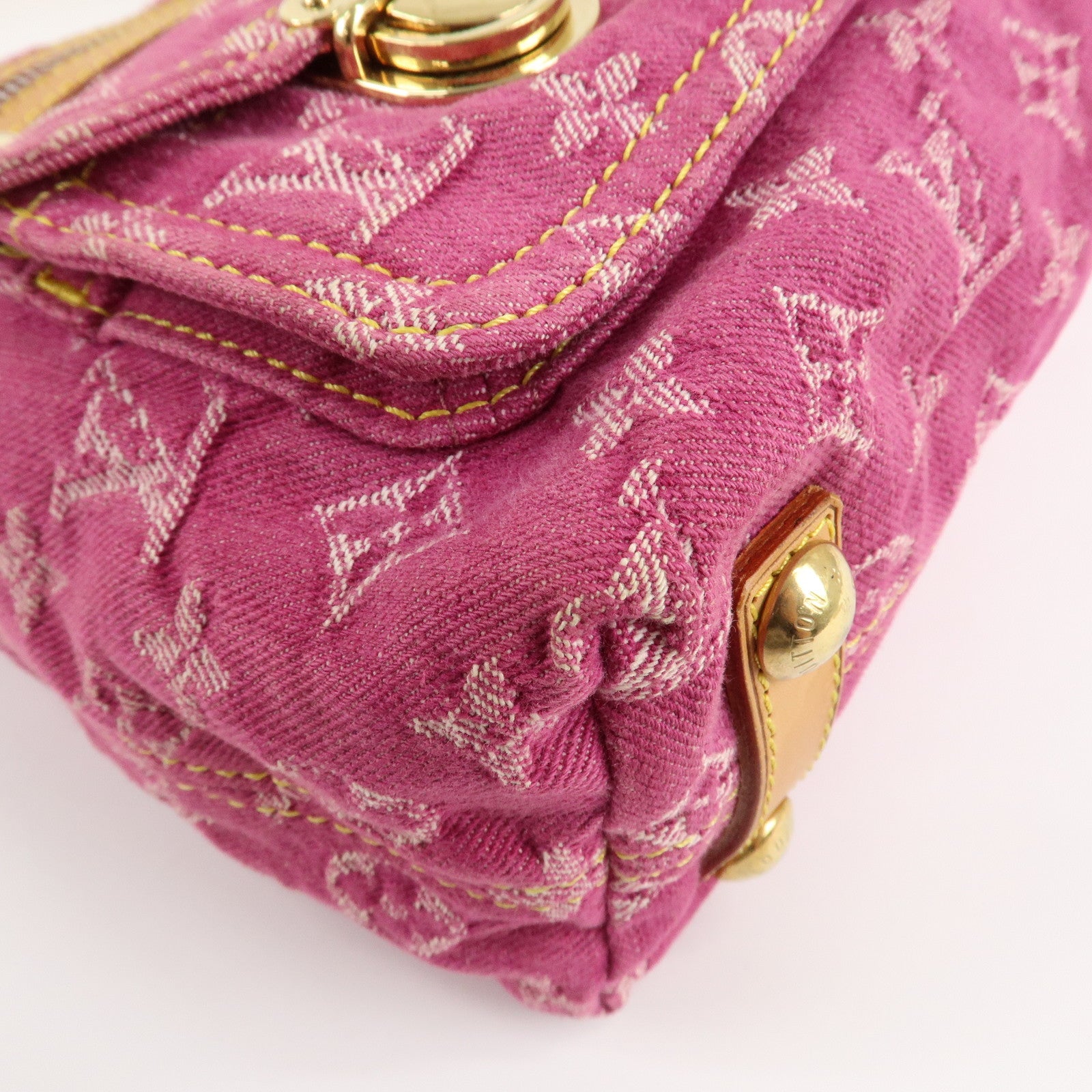 Louis Vuitton Monogram Denim Baggy PM Shoulder Bag Fuchsia M95212 Used