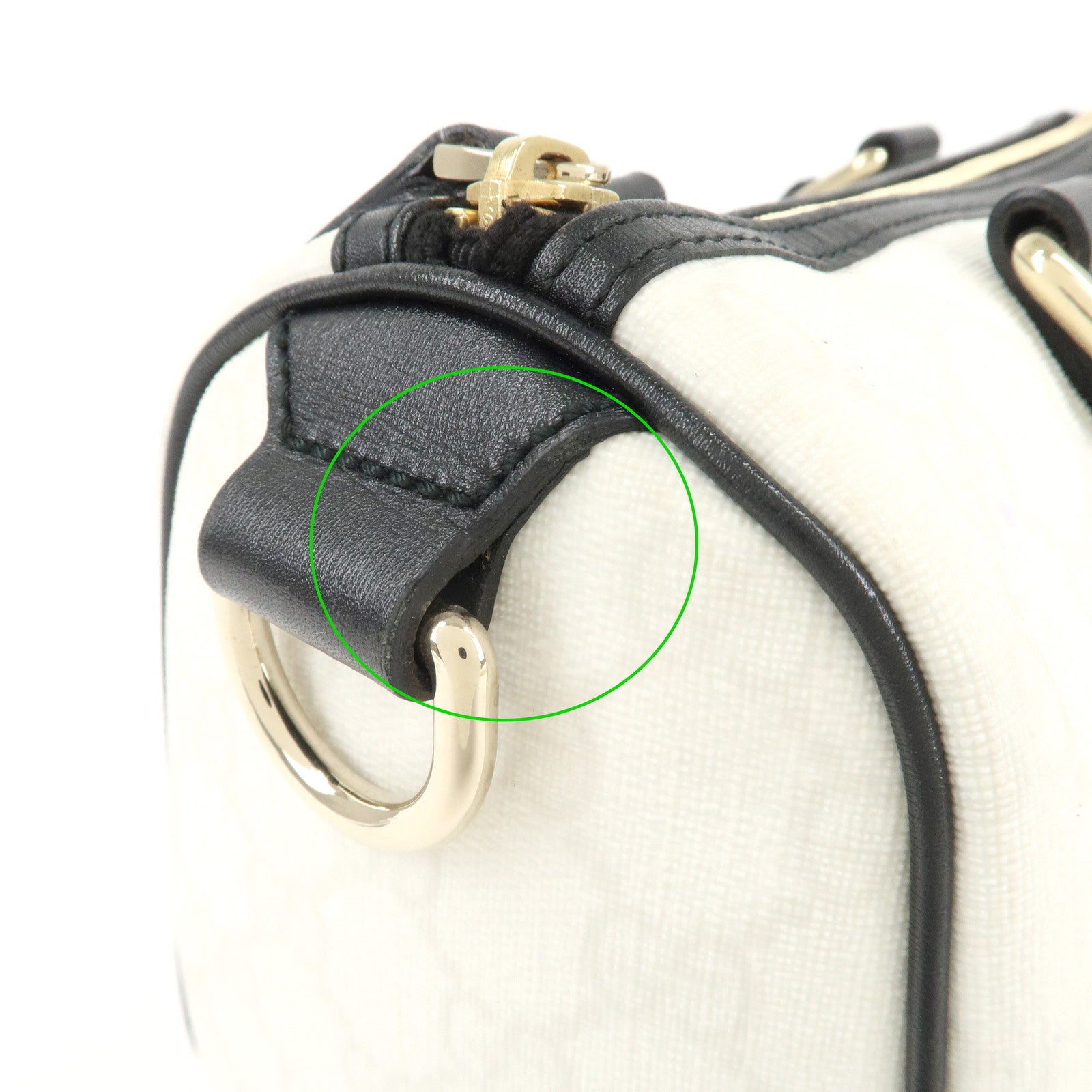 GUCCI GG Supreme Patent Leather Mini Boston Bag Ivory Black 193604 Used