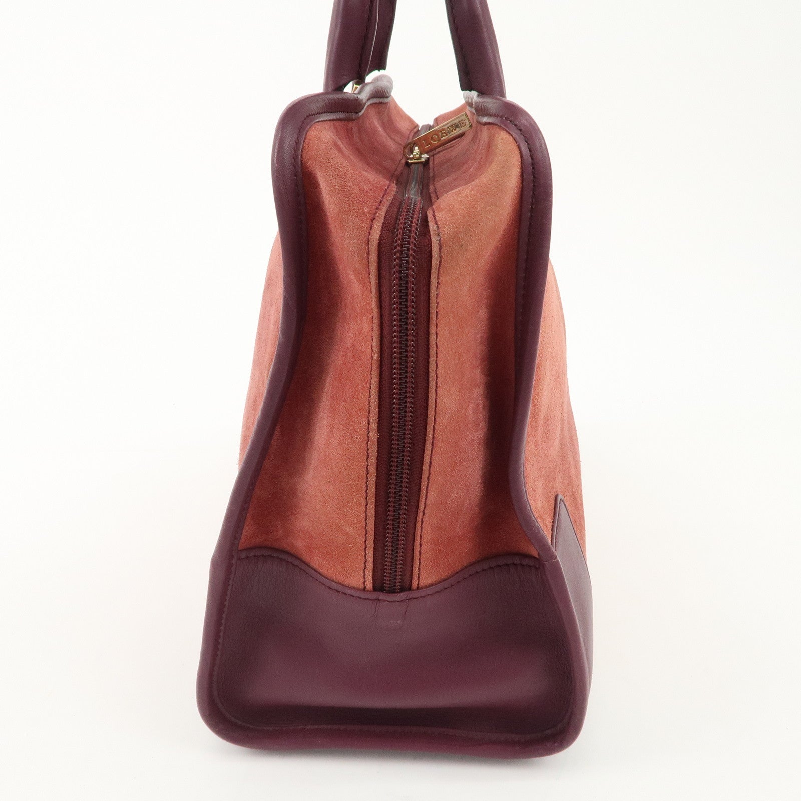 LOEWE Anagram Suede Leather Amazona 32 Hand Bag Pink Purple Used