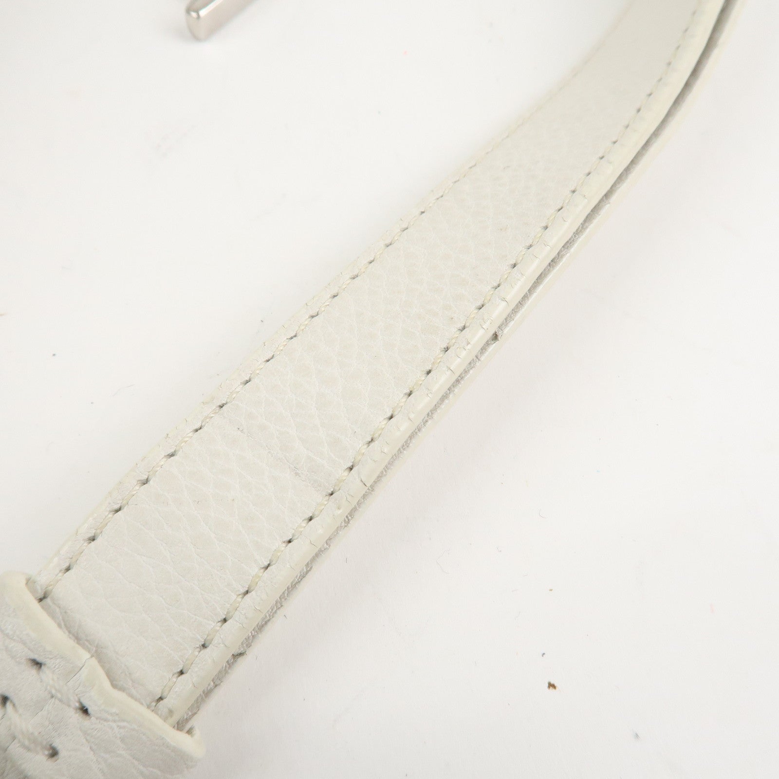 Christian Dior Canvas Leather Logo Charm Hand Bag White Used