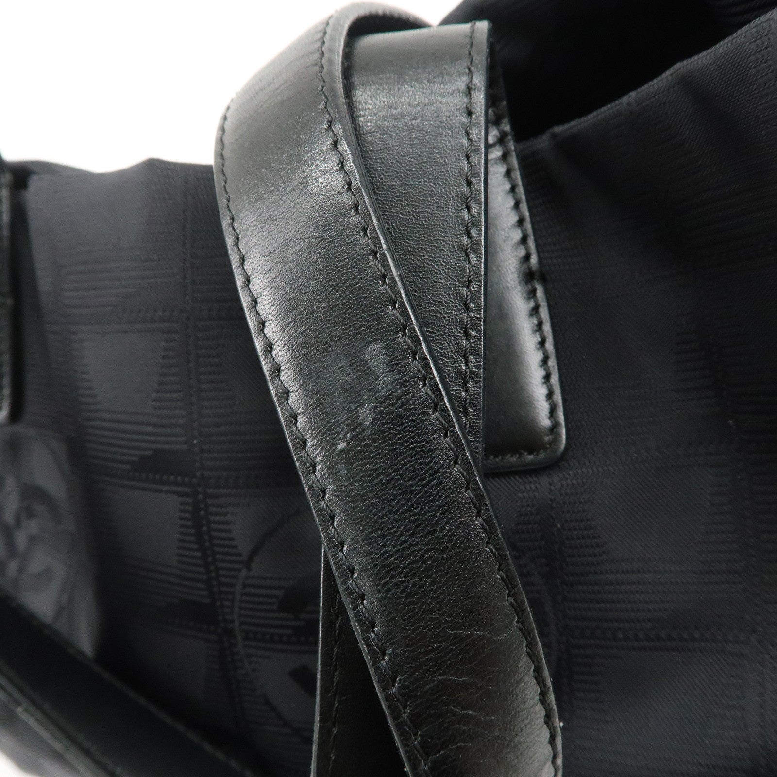 CHANEL Travel Line Nylon Jacquard Leather Tote Bag MM Black A15991 Used