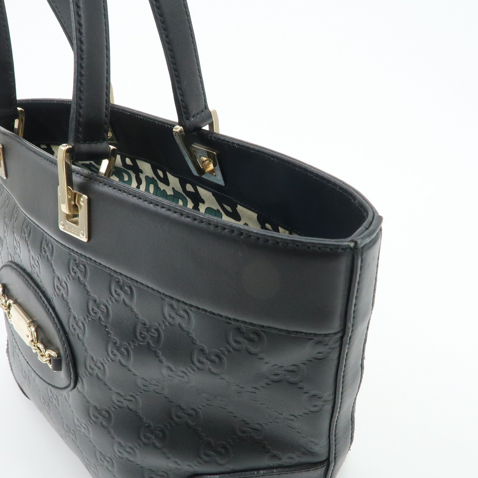 GUCCI Guccissima Leather Tote Bag Hand Bag Black 145993 Used