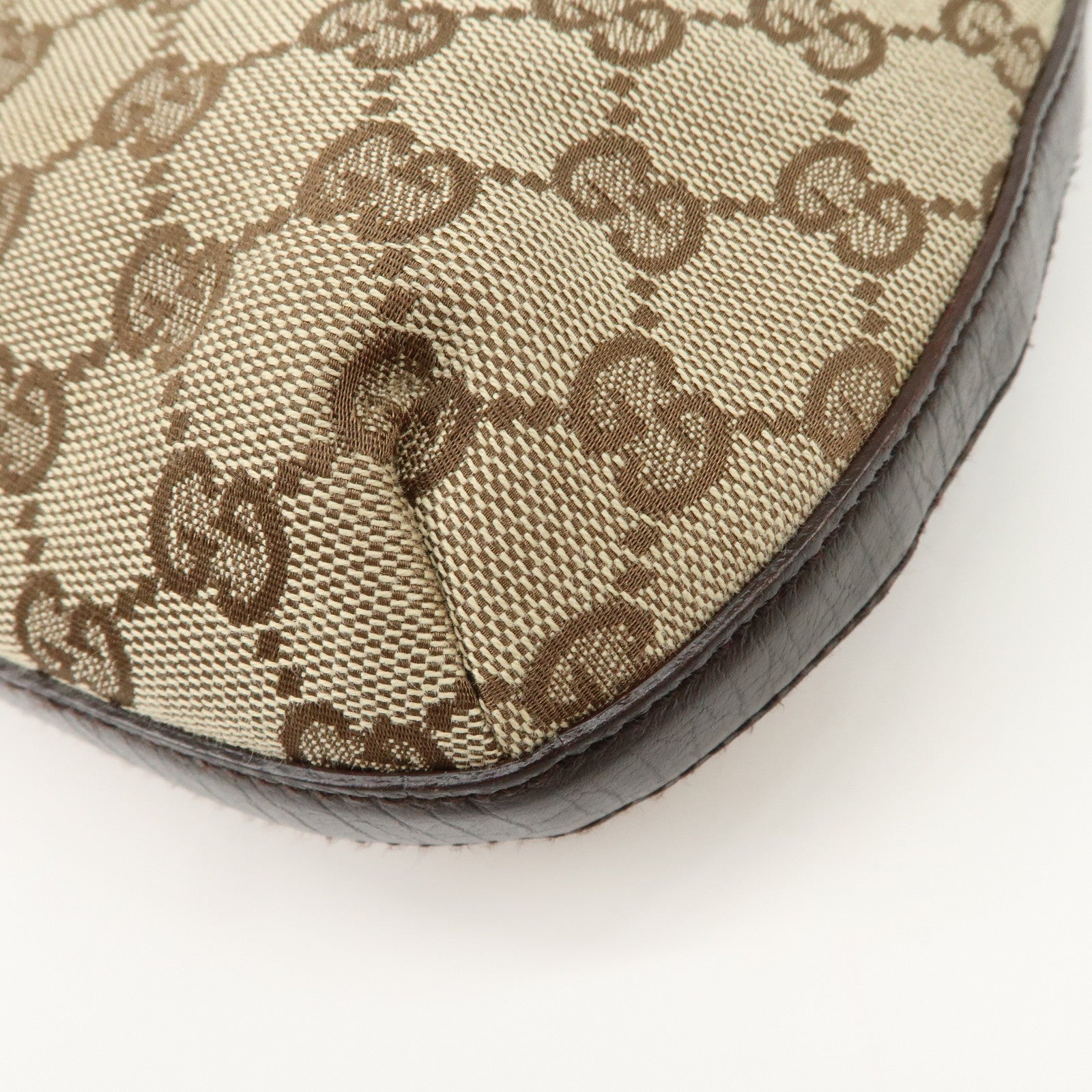 GUCCI Horsebit Sherry GG Canvas Leather Shoulder Bag Beige 137288 Used