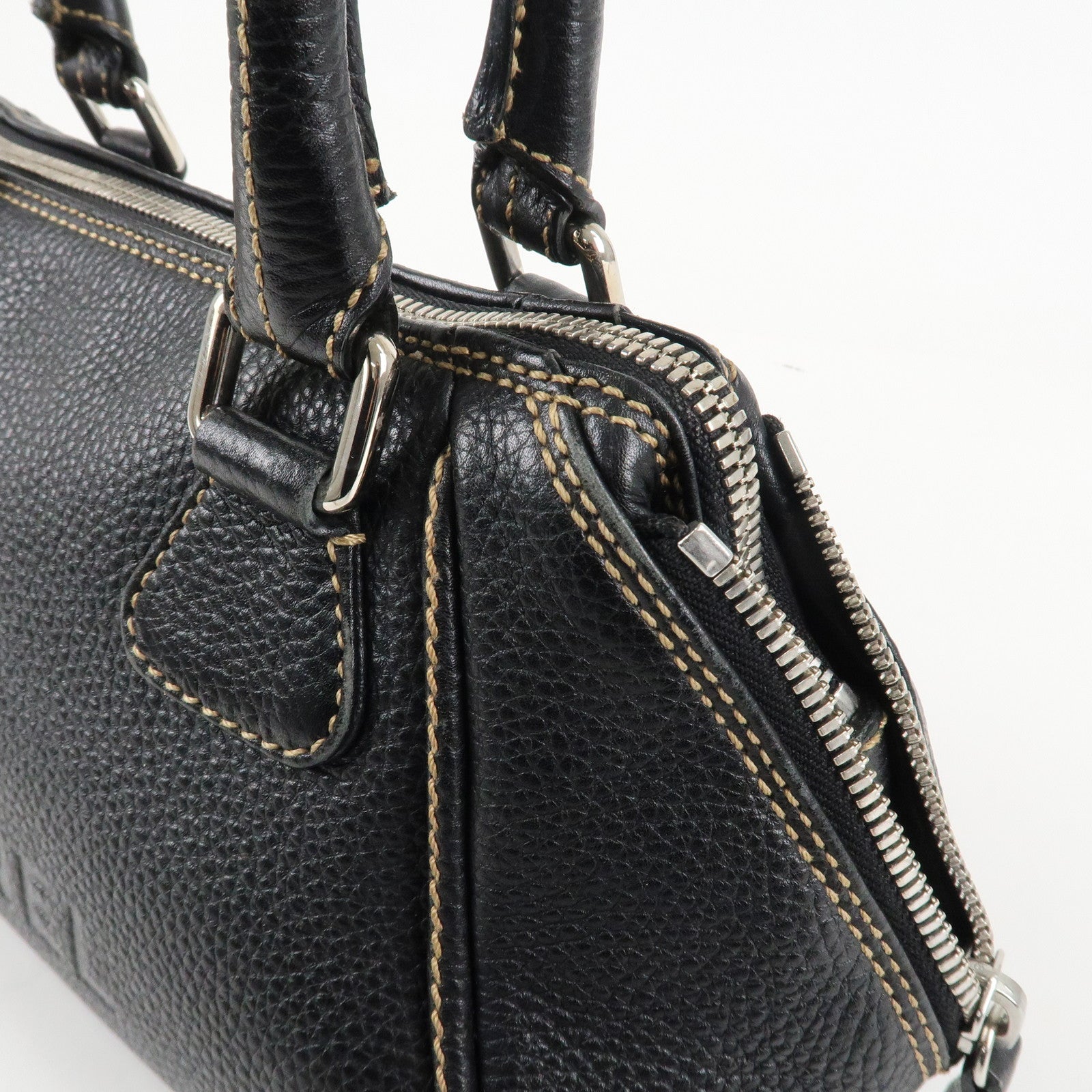 CHANEL COCO Mark Leather Fringe Shoulder Bag Hand Bag Black Used