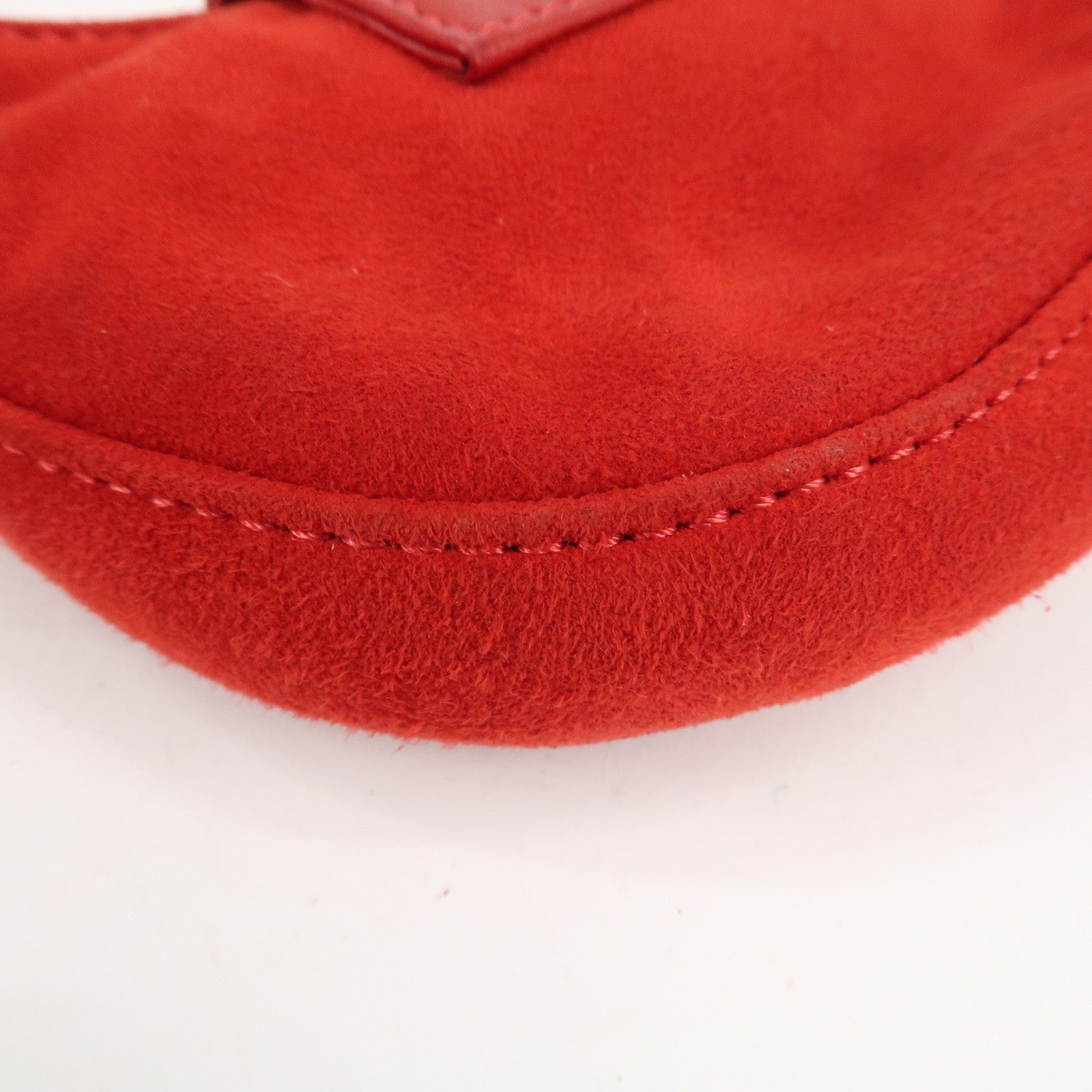 FENDI Suede Leather Mini Croissant Hand Bag Red 26673 Used
