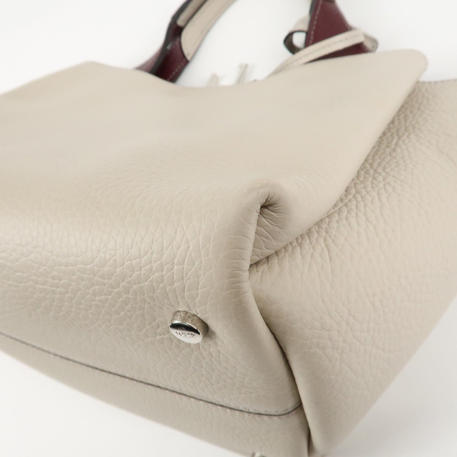 TOD'S T Timeless Leather Bag Mini Shoulder Bag Hand Bag Gray Used