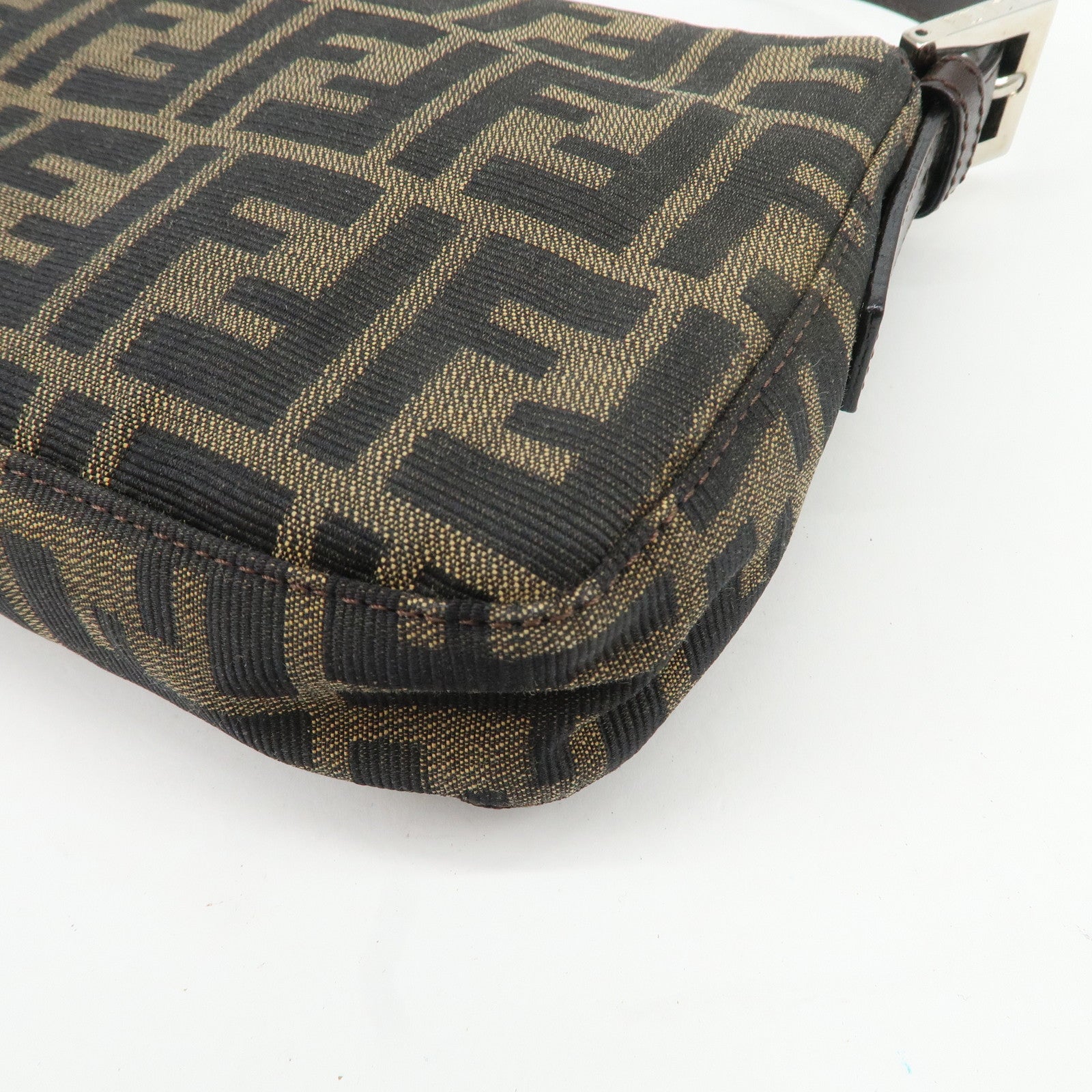 FENDI Mamma Baguette Zucca Canvas Leather Shoulder Bag 26424 Used