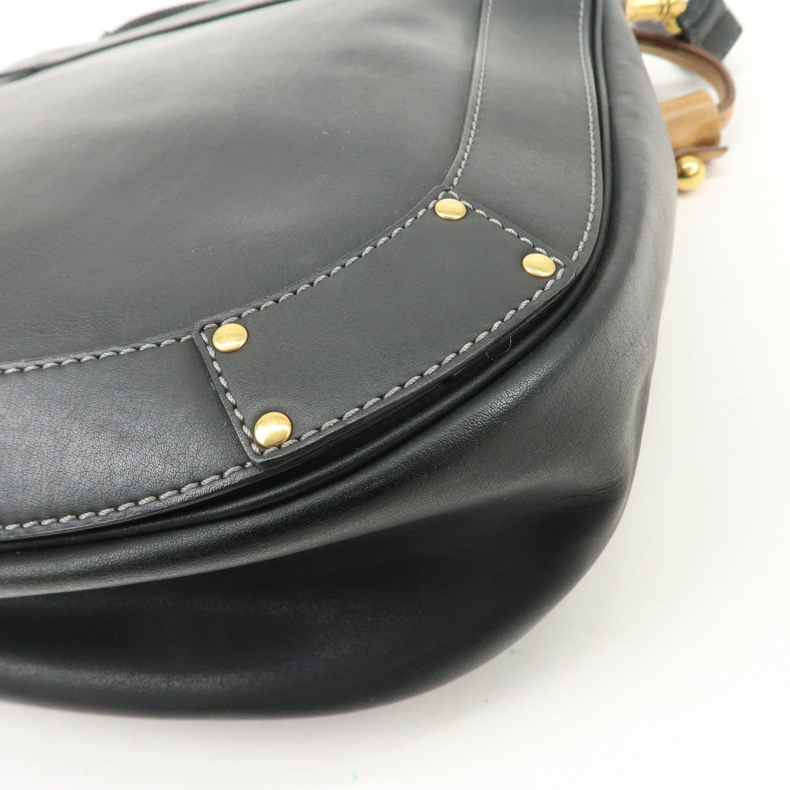 Chloe Eden Leather Tassel Shoulder Bag Black Brown Used