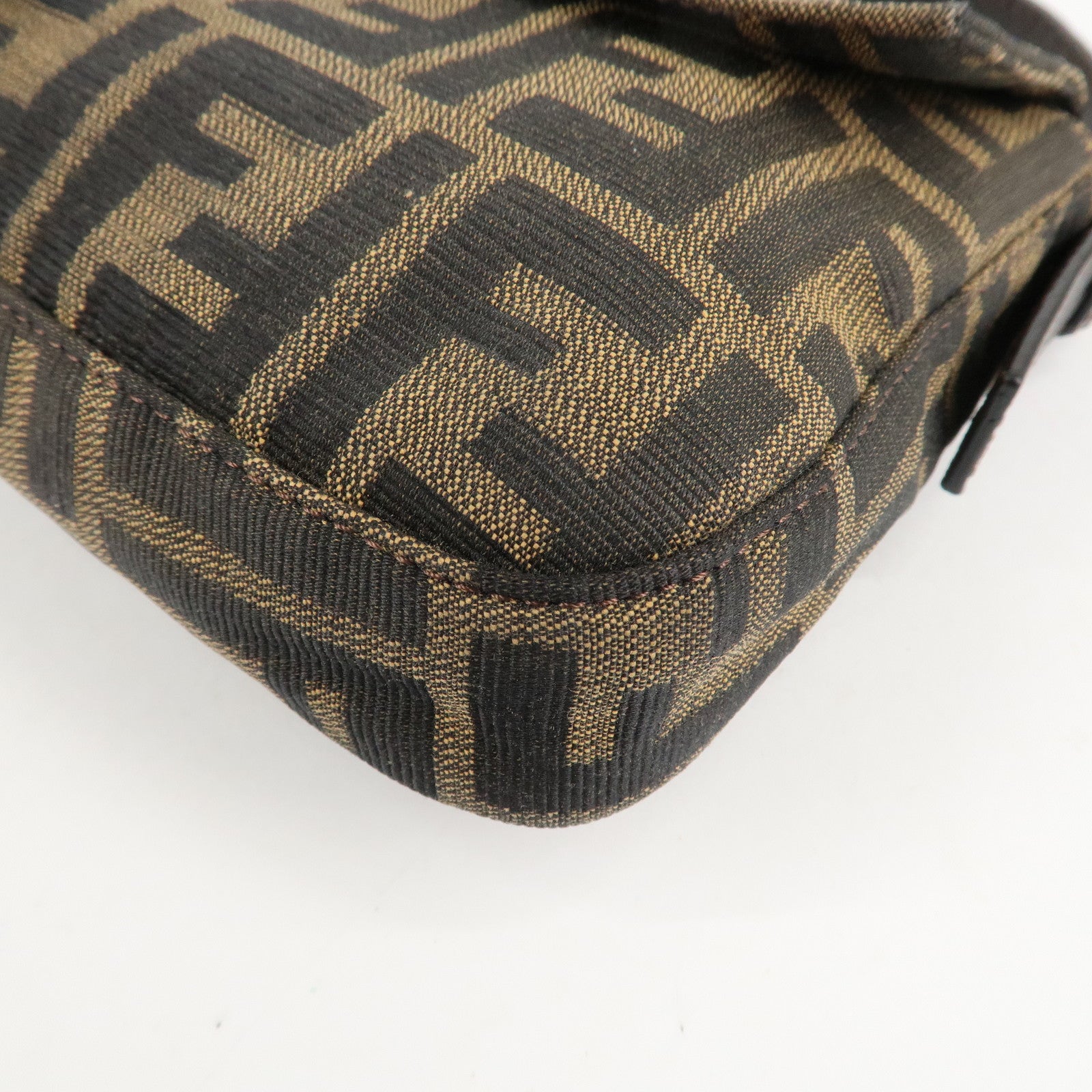 FENDI Zucca Mamma Baguette Canvas Shoulder Bag Brown Black 26424 Used