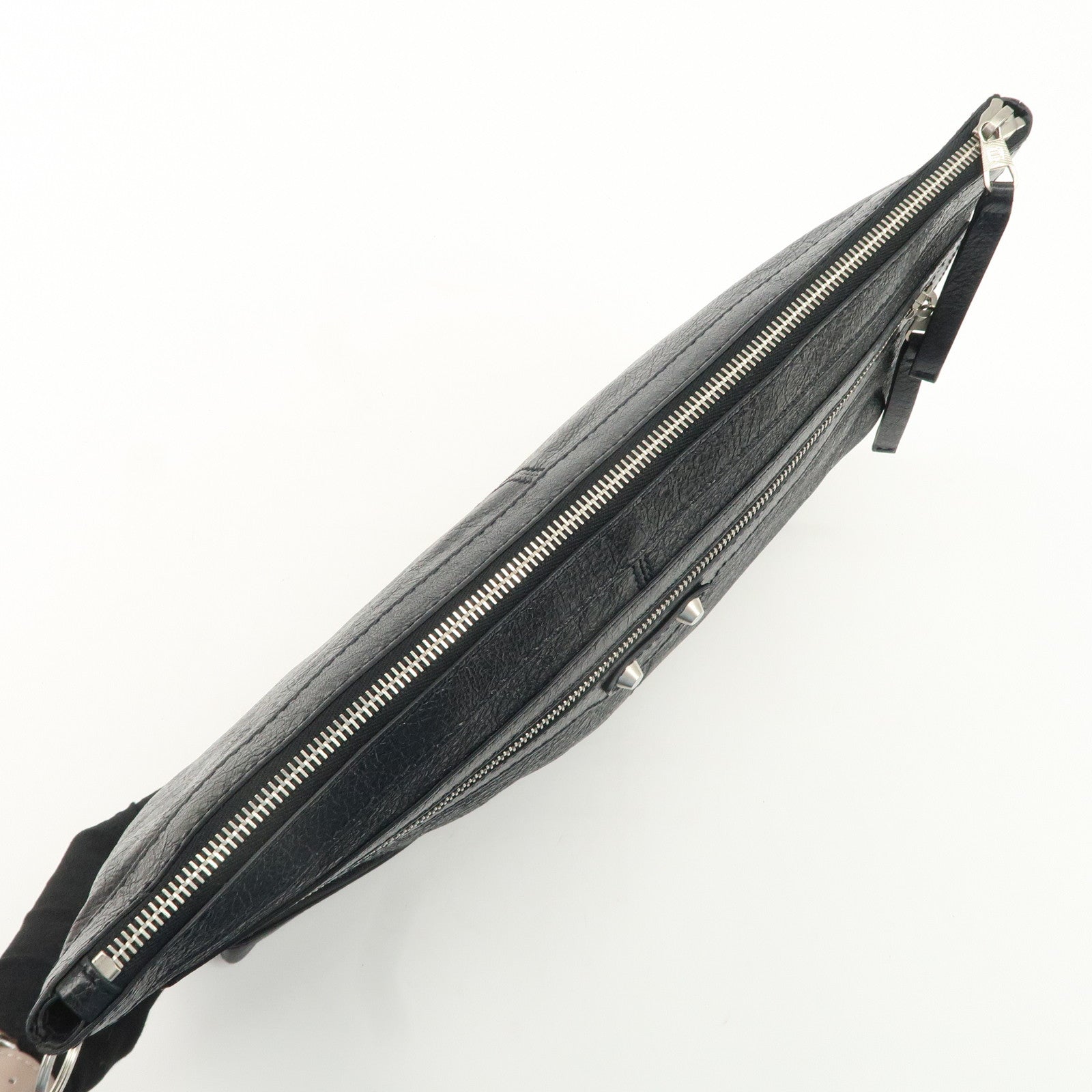 BALENCIAGA Leather Classic Clip L Clutch Bag Black 273023 Used
