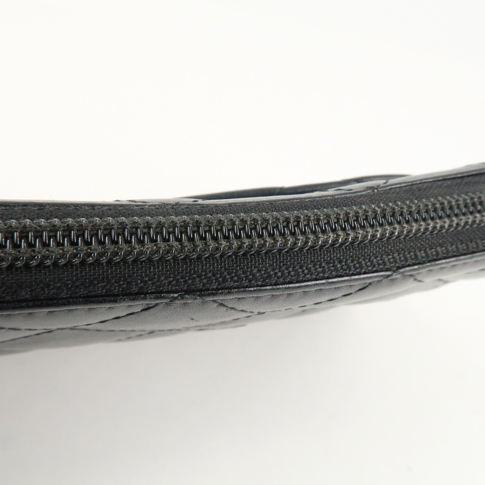 CHANEL Cambon Line Leather Round Zippy Long Wallet Black A26710 Used