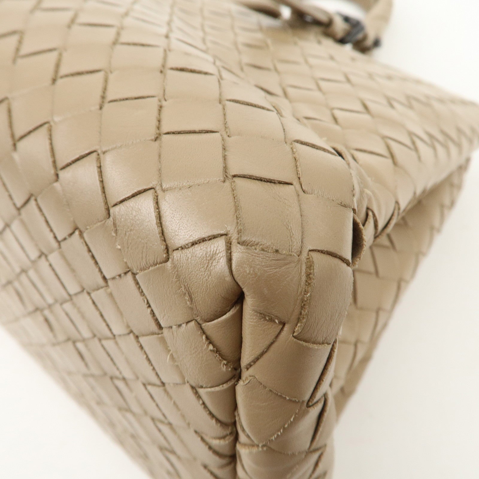 BOTTEGA VENETA Intrecciato Leather Roma Bag Hand Bag Beige Used