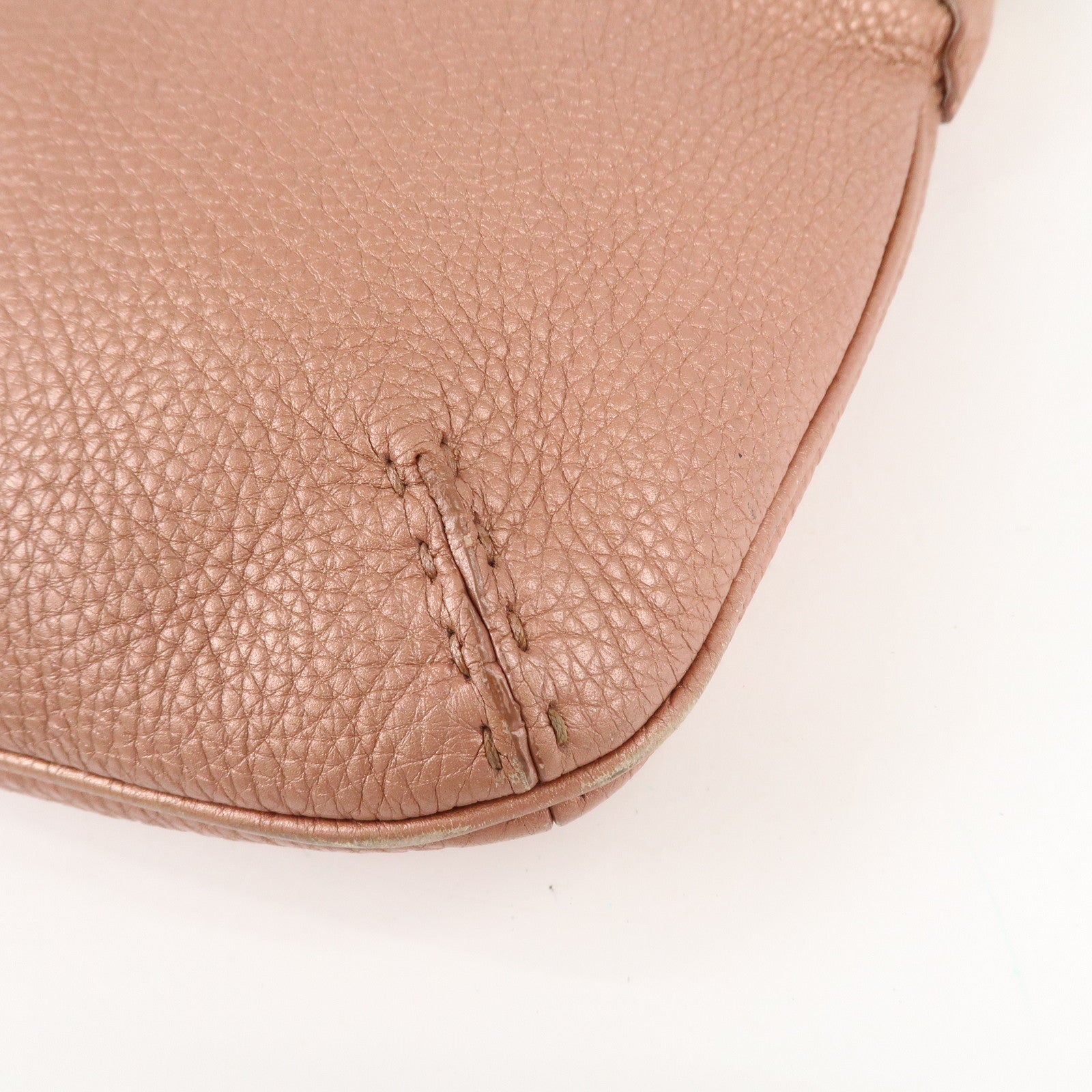 FENDI Zucca Canvas Leather Shoulder Bag Brown Black 8BT146 Used