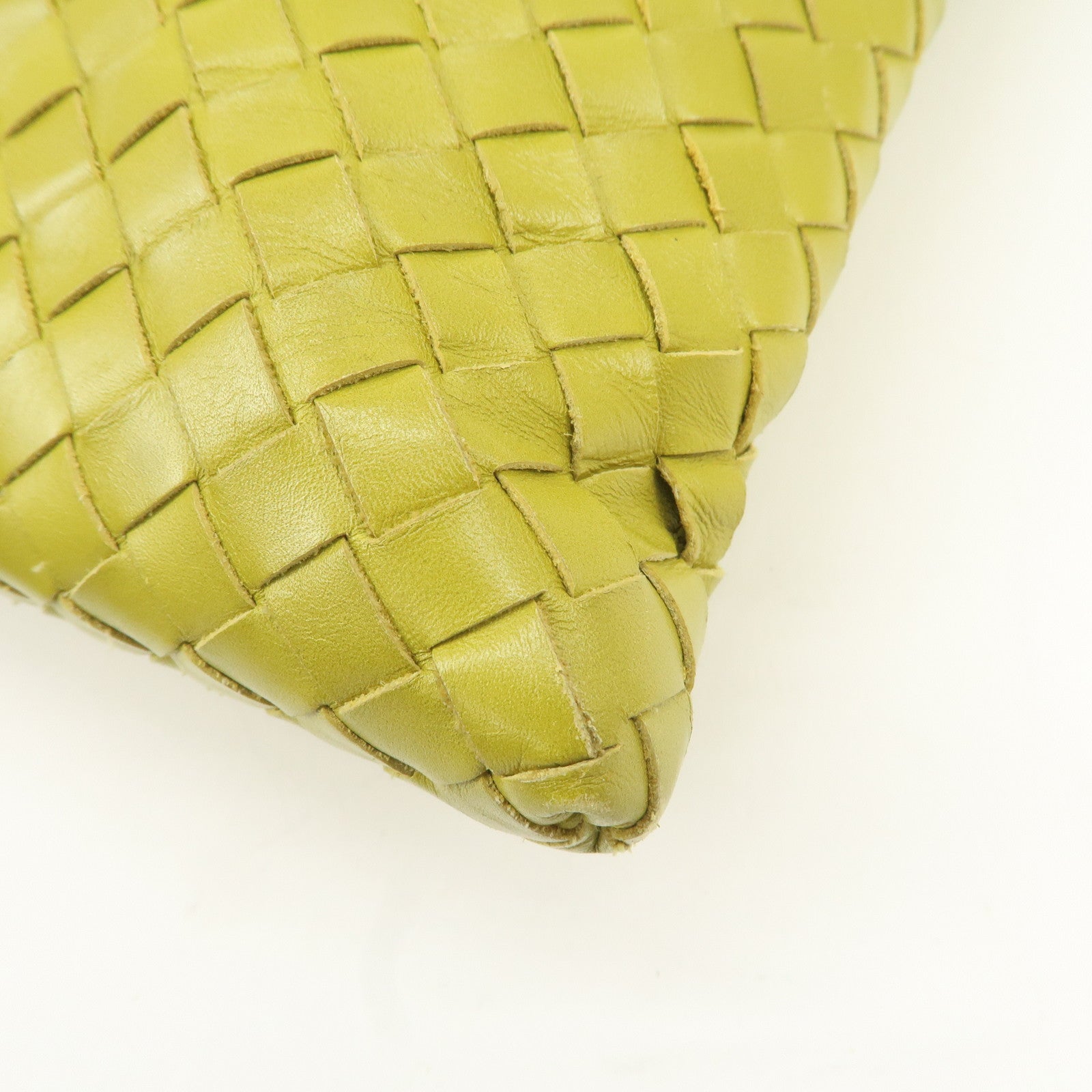BOTTEGA VENETA Intrecciato Leather Shoulder Bag Yellow Used