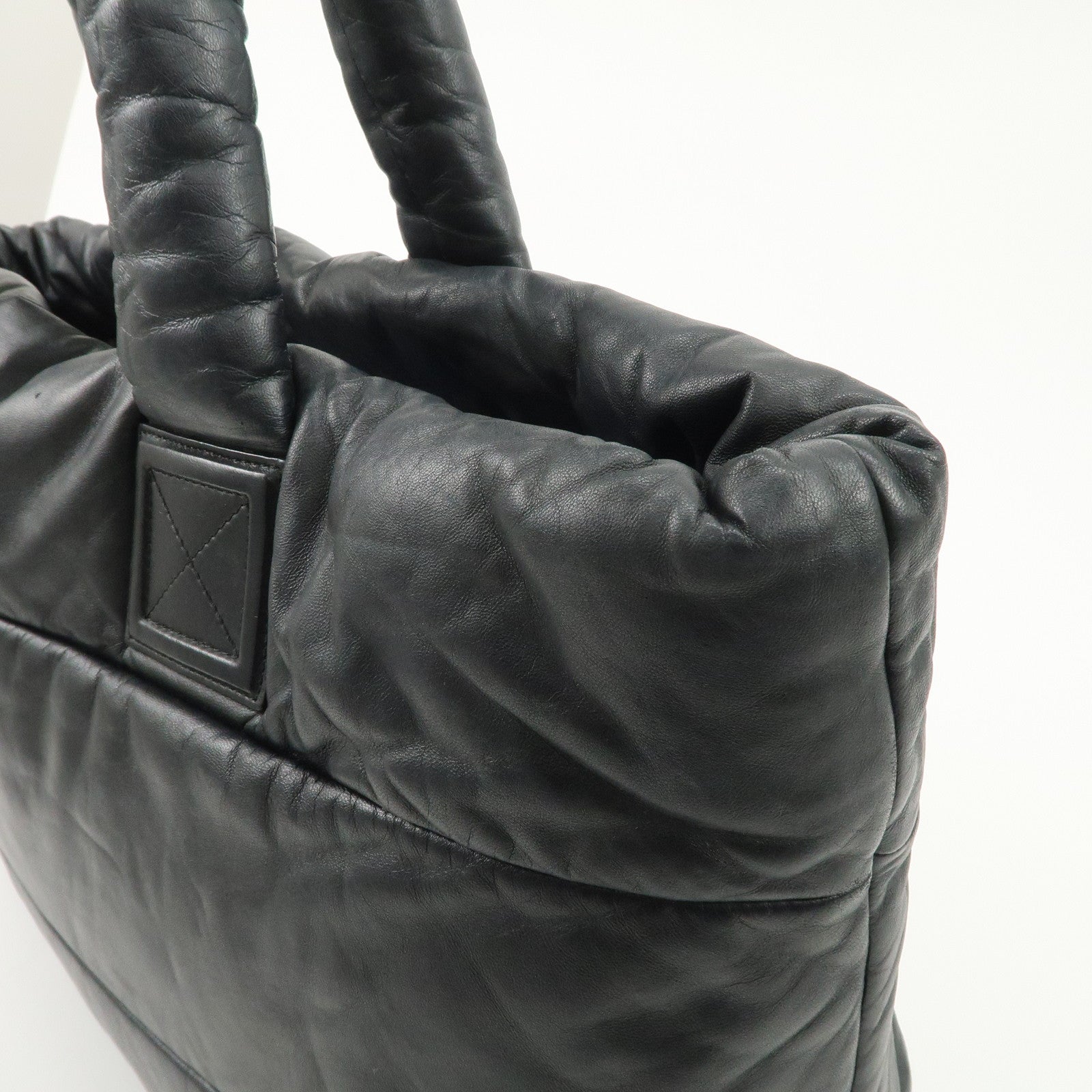 CHANEL COCO Cocoon Lamb Skin Tote Bag Shoulder Bag MM Black A47107 Used