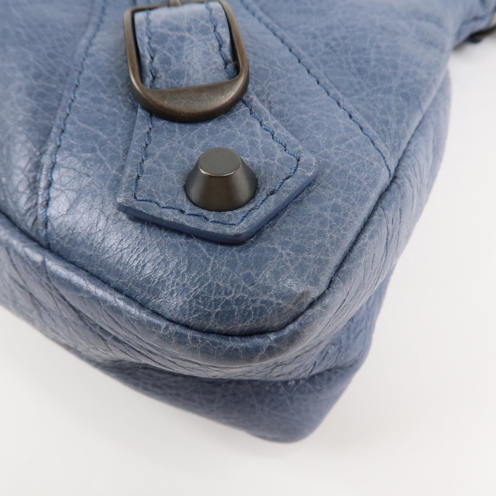 BALENCIAGA The First Leather 2Way Bag Hand Bag Blue Used