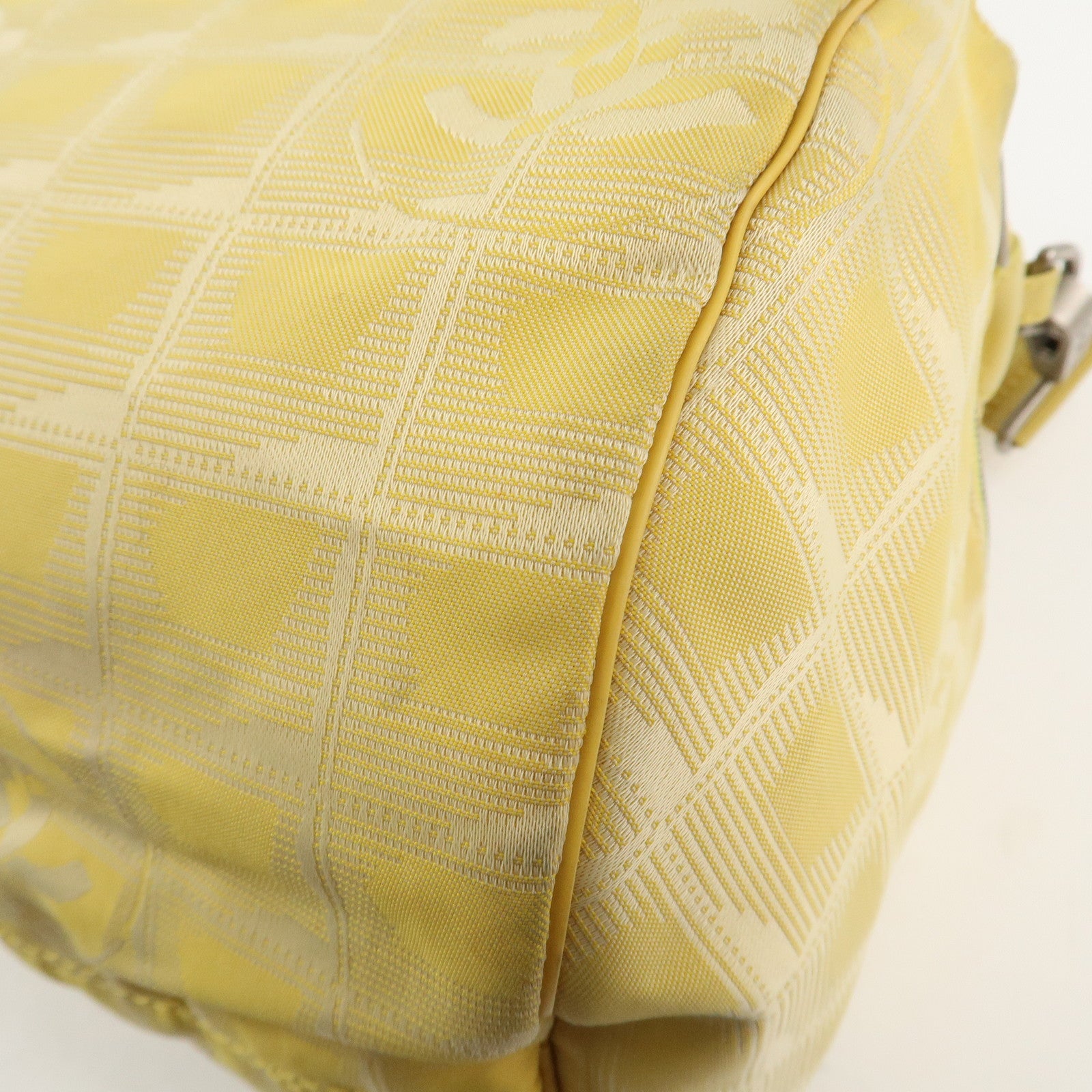 CHANEL New Travel Line Nylon Jacquard Leather Boston Bag A17669 Used