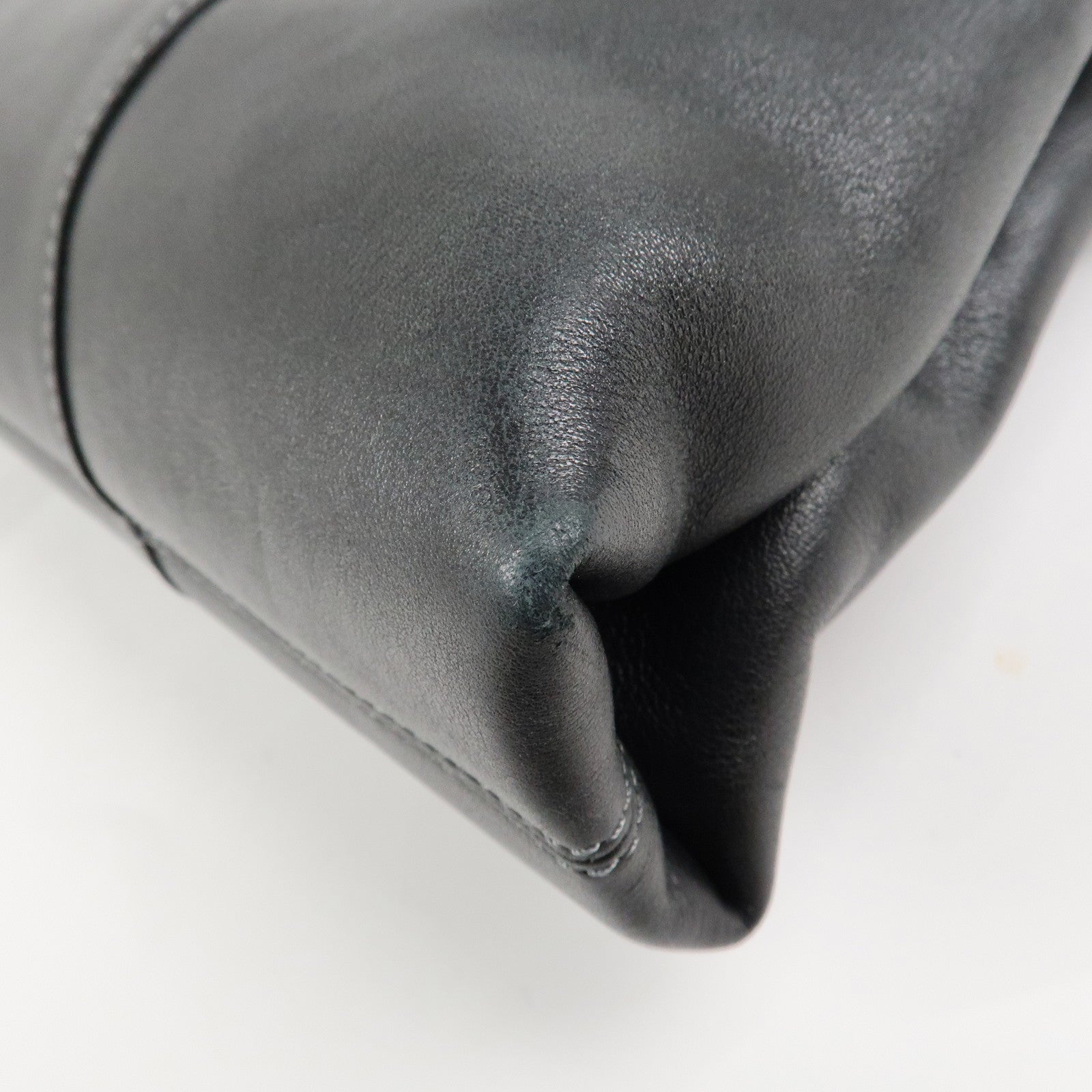 BVLGARI Leather Logo Shoulder Bag Hand Bag Black Silver HDW Used