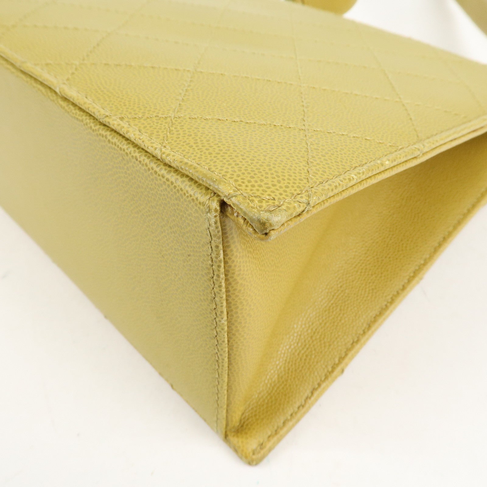 CHANEL Matelasse Caviar Skin Shoulder Bag Yellow Used