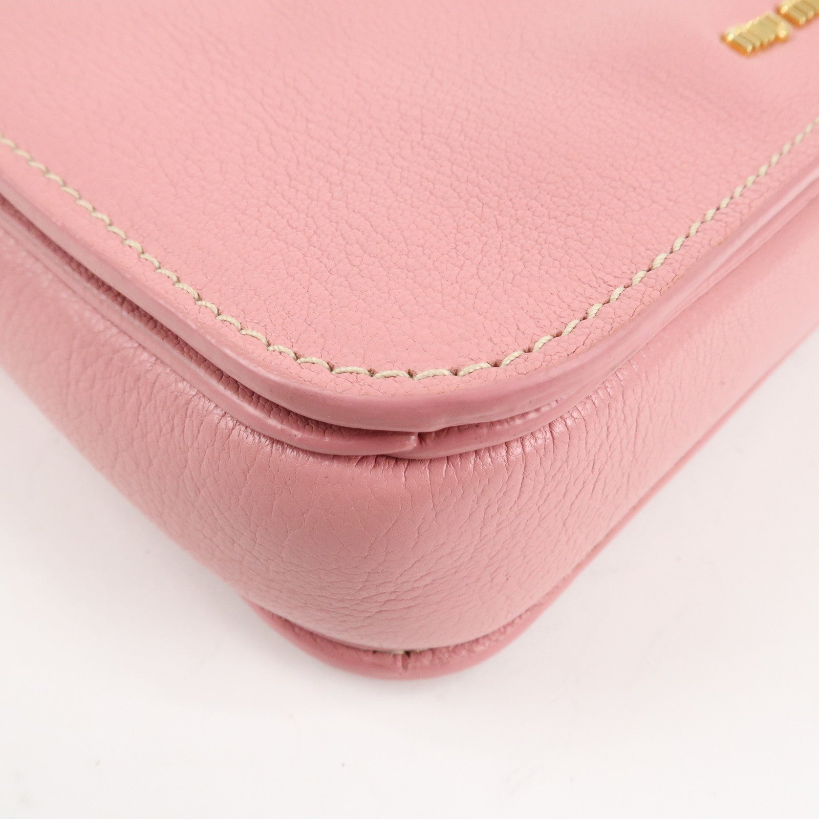 MIU MIU Leather Shoulder Bag Pink RTC460 Used