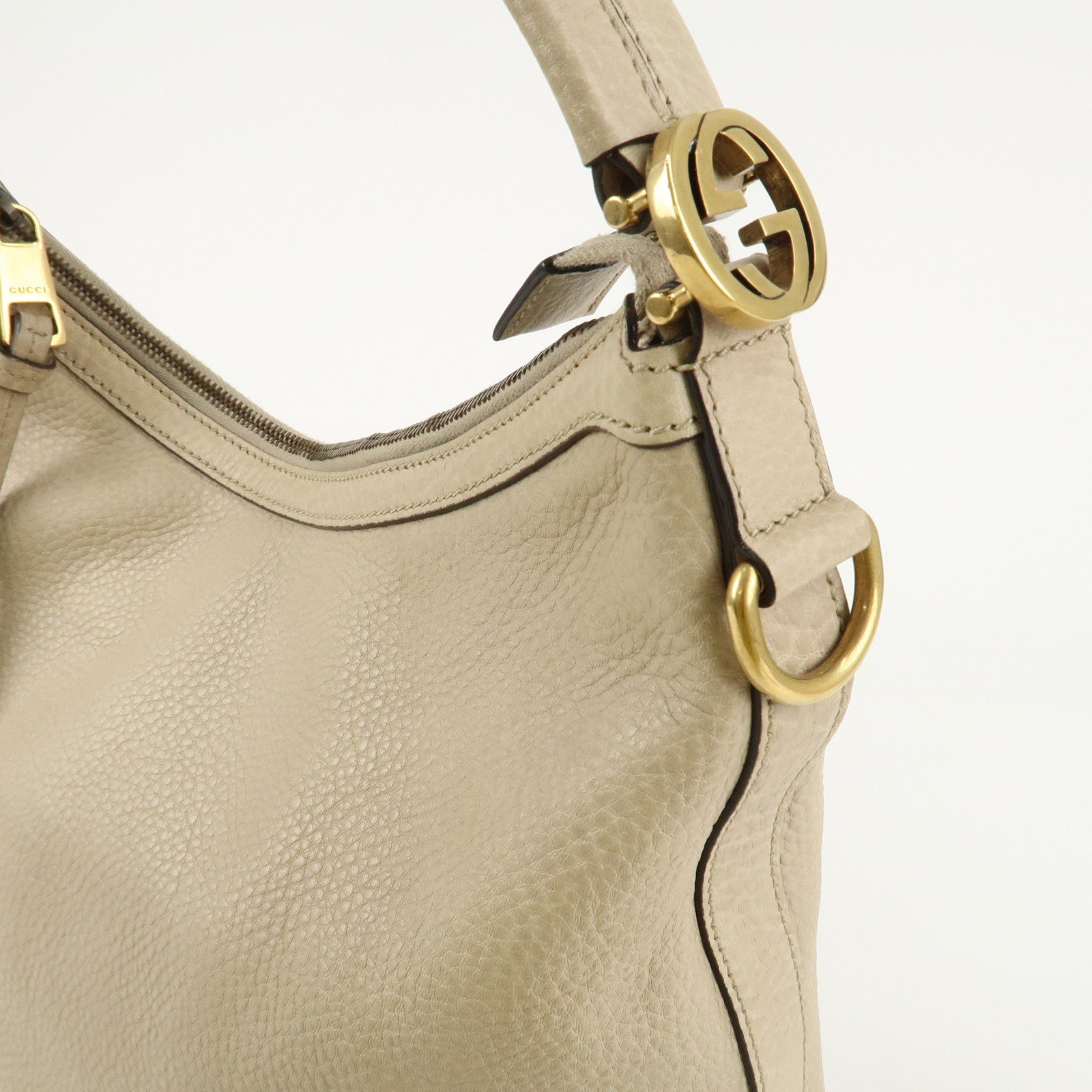 GUCCI Miss GG Leather Shoulder Bag Hand Bag Ivory 326514 Used