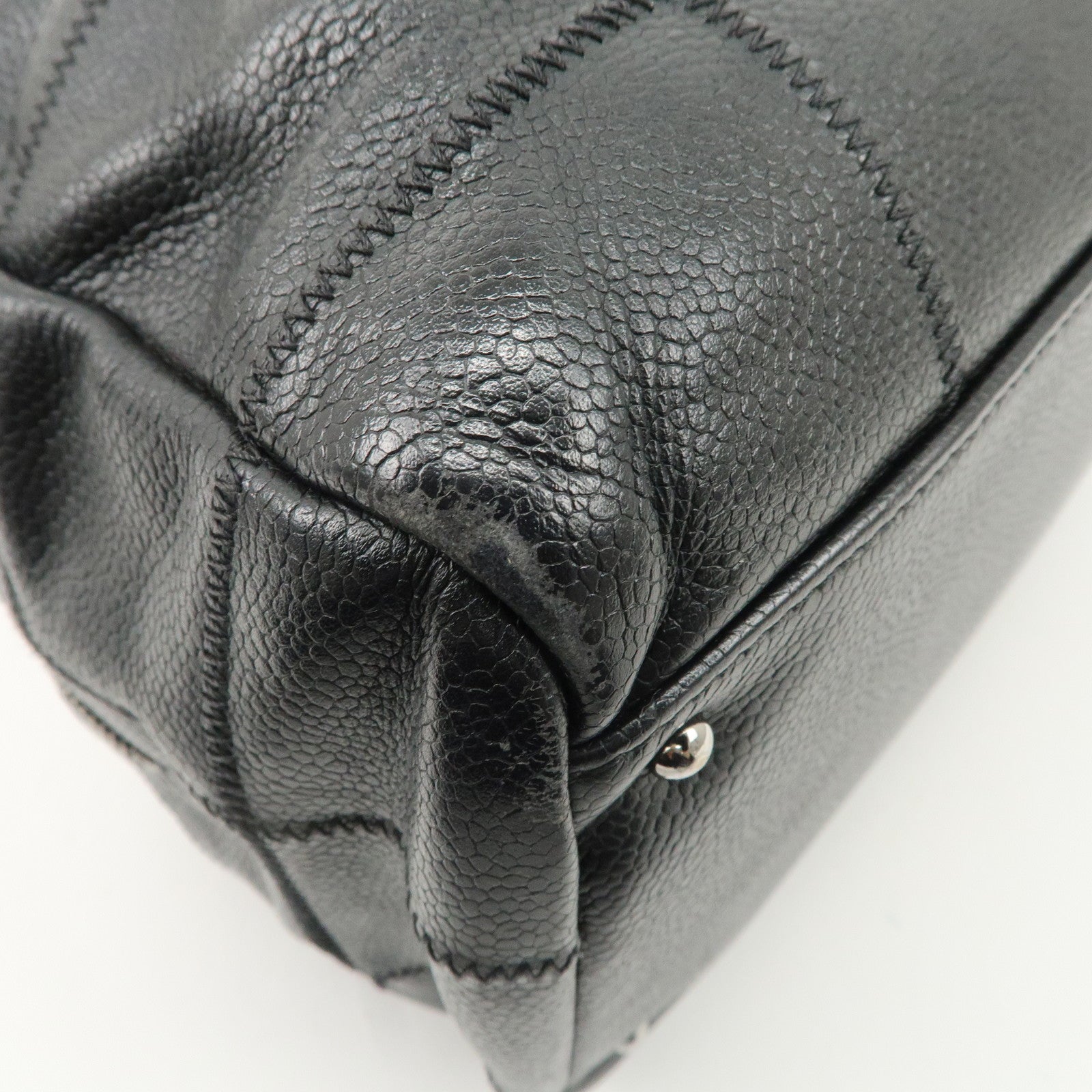 Chanel Chocolate Bar Caviar Skin Mini Boston Bag A26135 Used