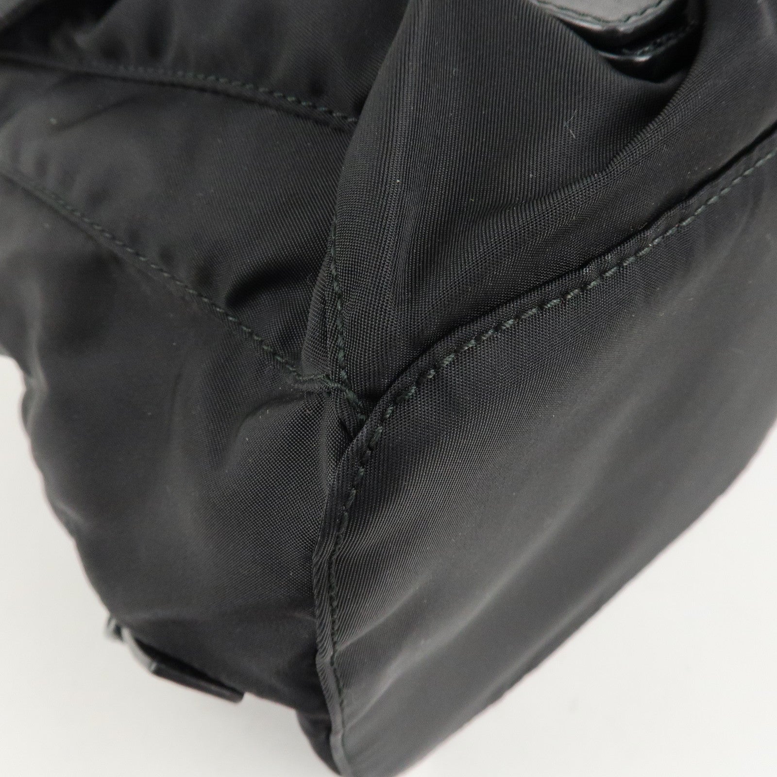 PRADA Logo Nylon Leather Back Pack Ruck Sack NERO Black BZ2811 Used