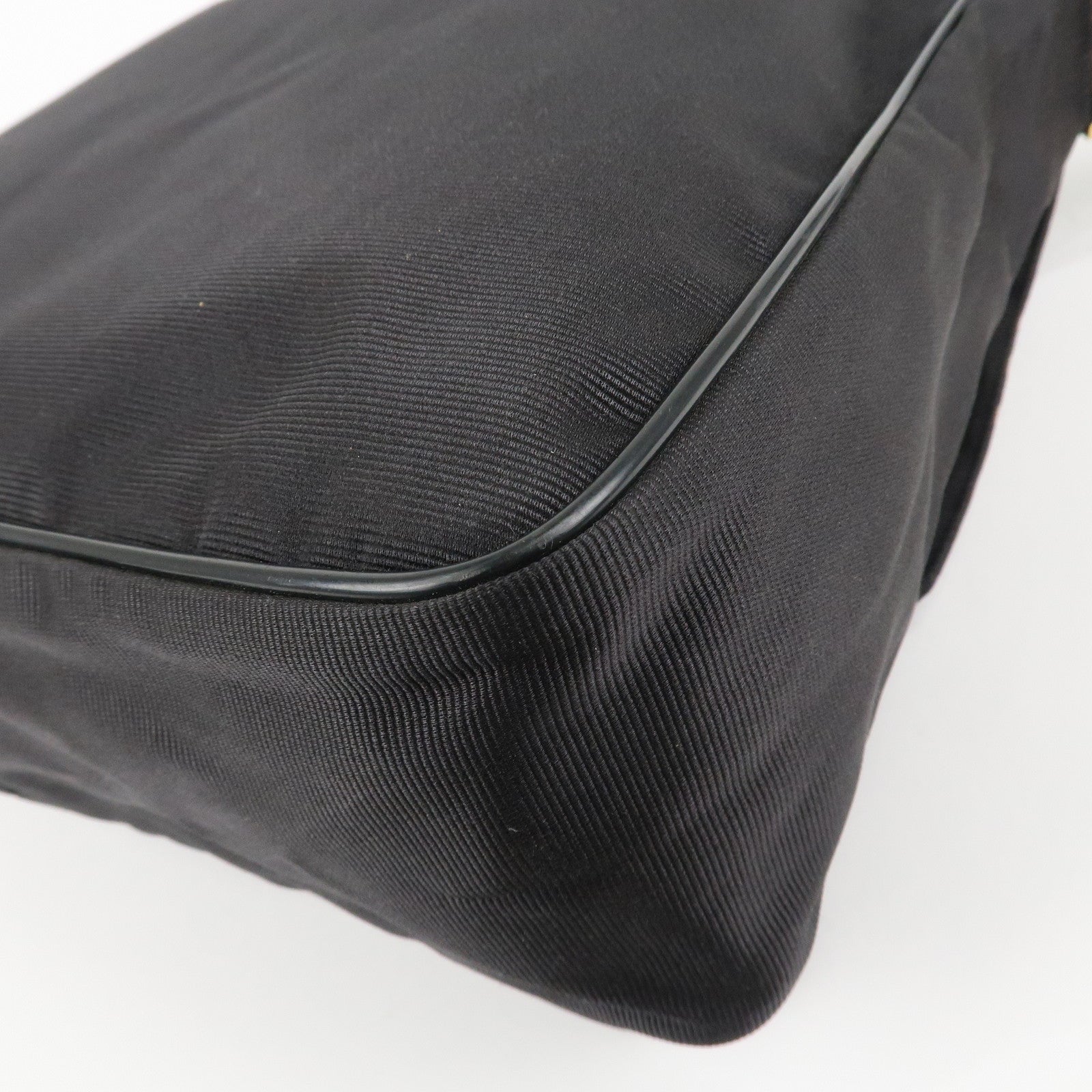 FENDI Nylon Canvas Leather Shoulder Bag Hand Bag Black Brown Used
