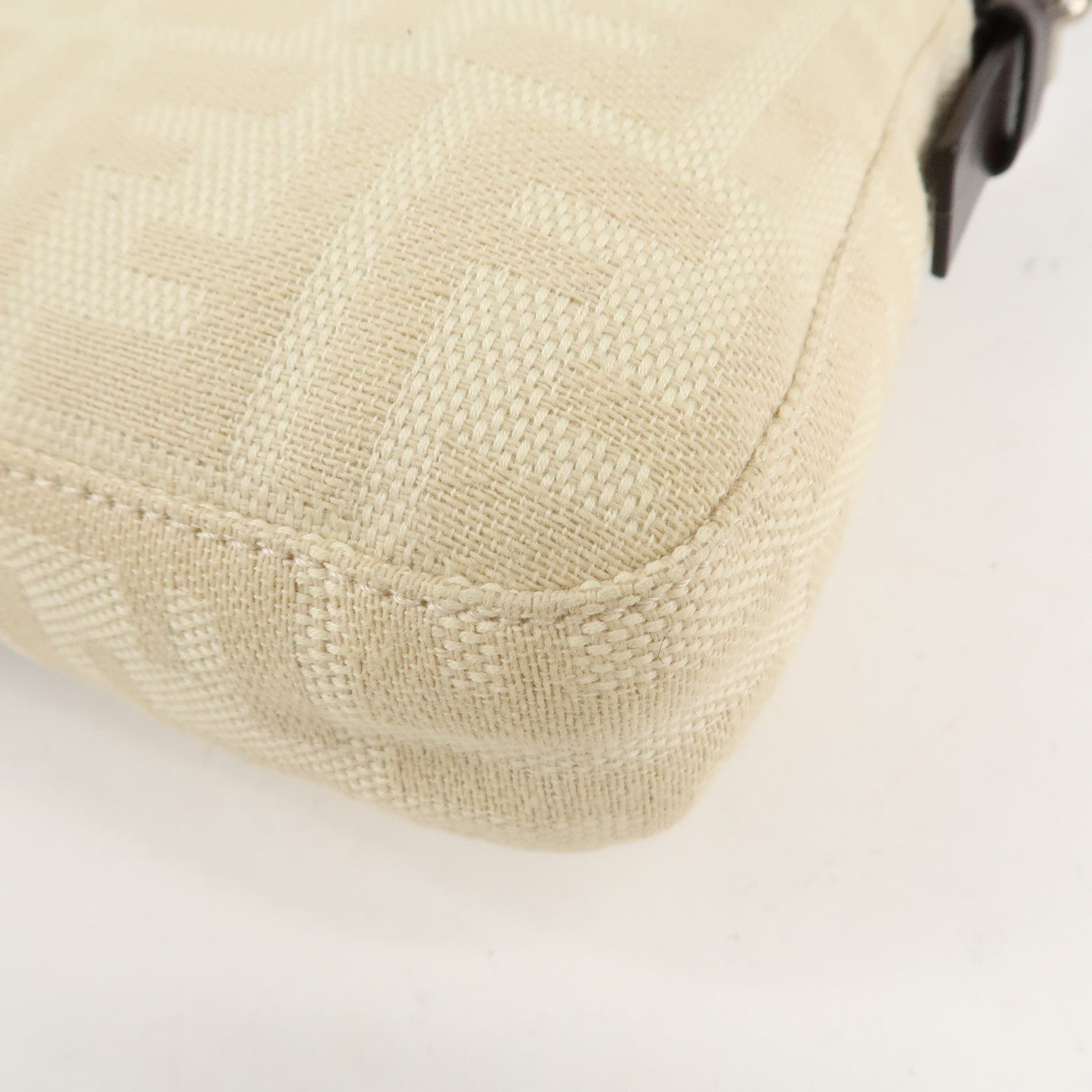 FENDI Mamma Baguette Zucca Canvas Leather Shoulder Bag Beige 26424 Used