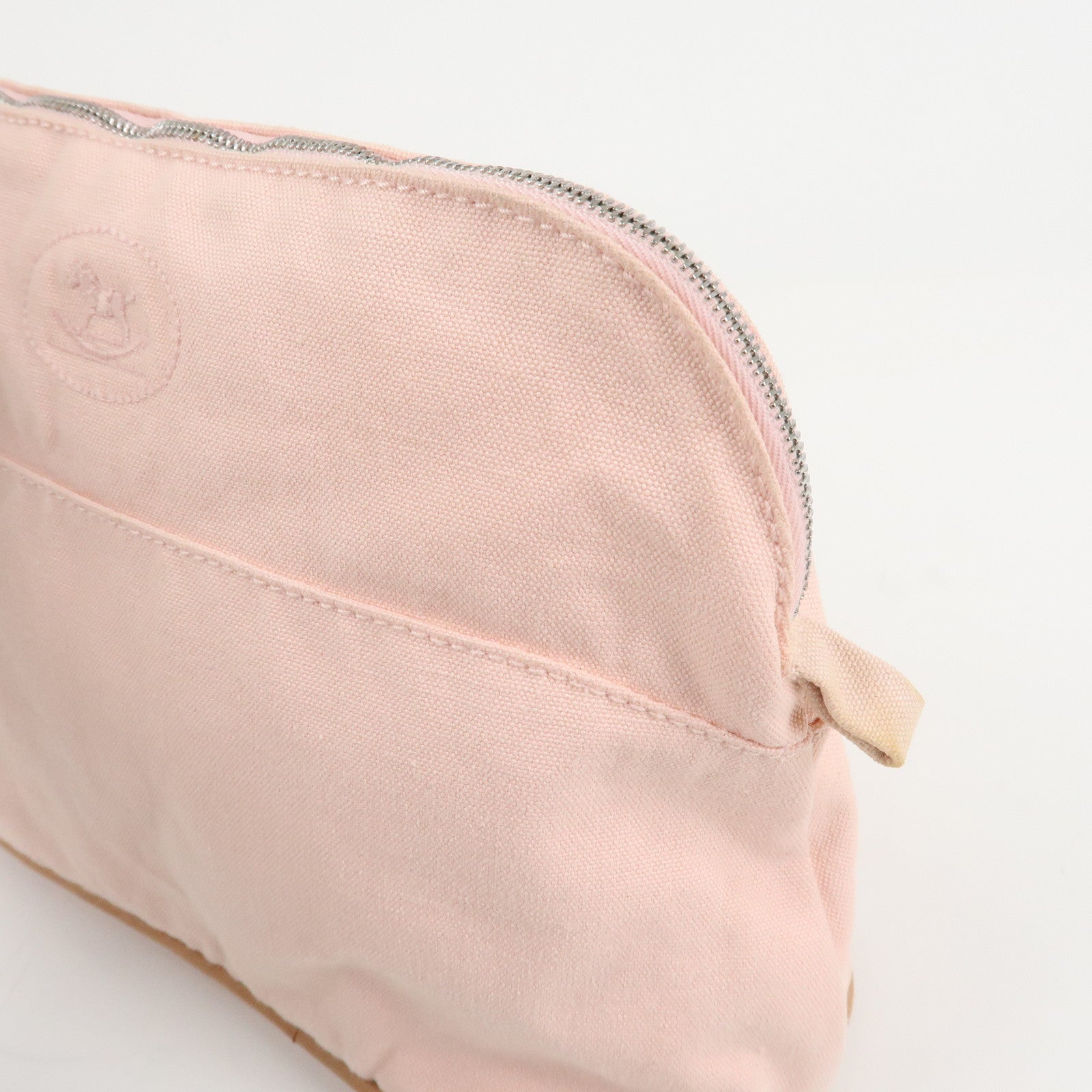 HERMES Canvas Leather Bolide PM Pouch Cosmetic Pouch Pink Used