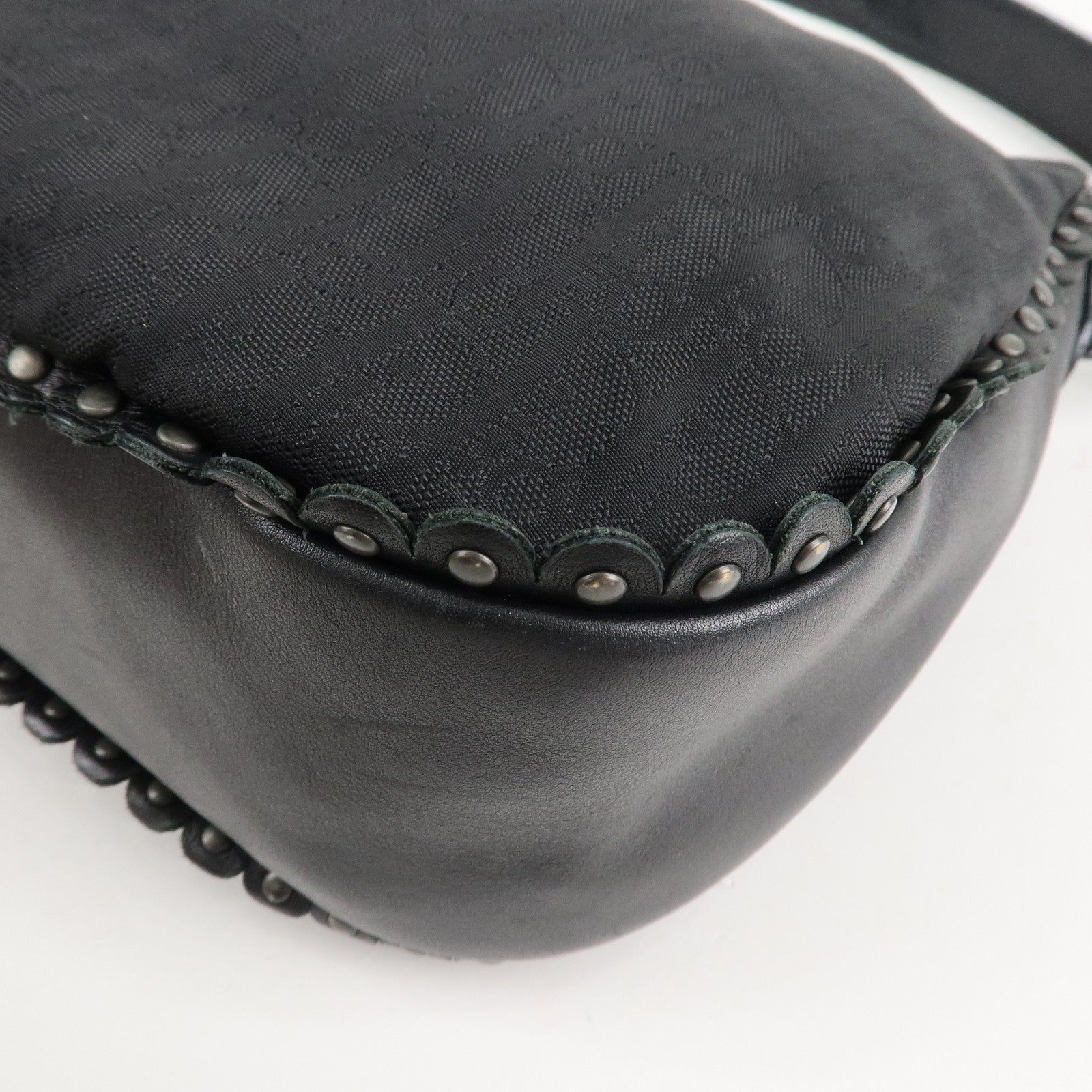 BVLGARI Logo Mania Canvas Leather Tote Bag Shoulder Bag Black Used