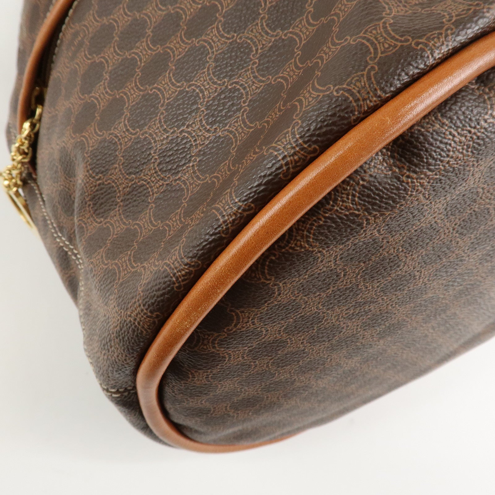 CELINE Macadam PVC Leather One Shoulder Bag Dark Brown Used