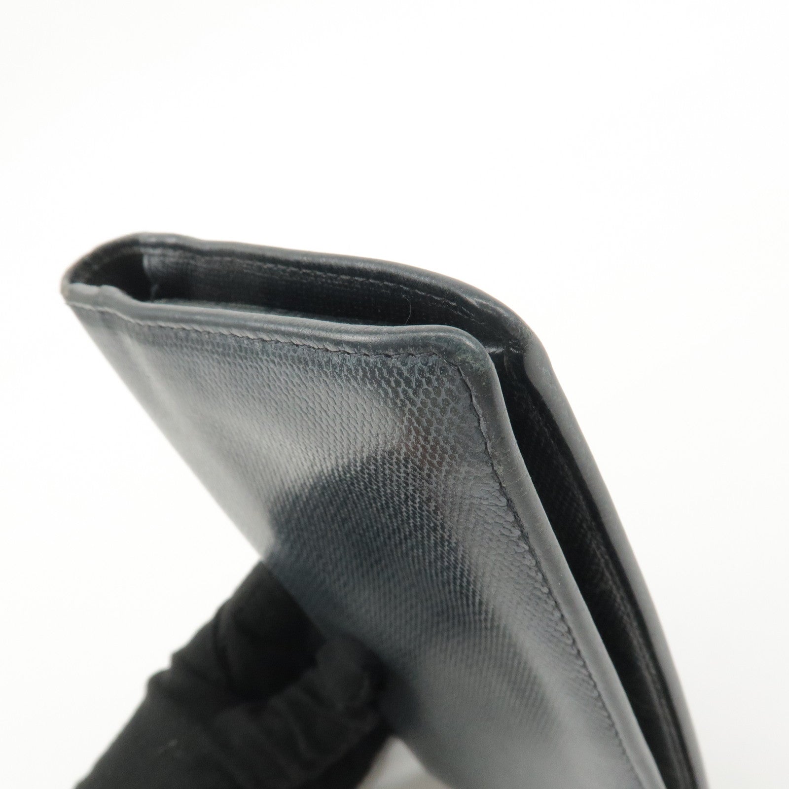 CHANEL COCO Button Leather Bi-Fold Long Wallet Black Used