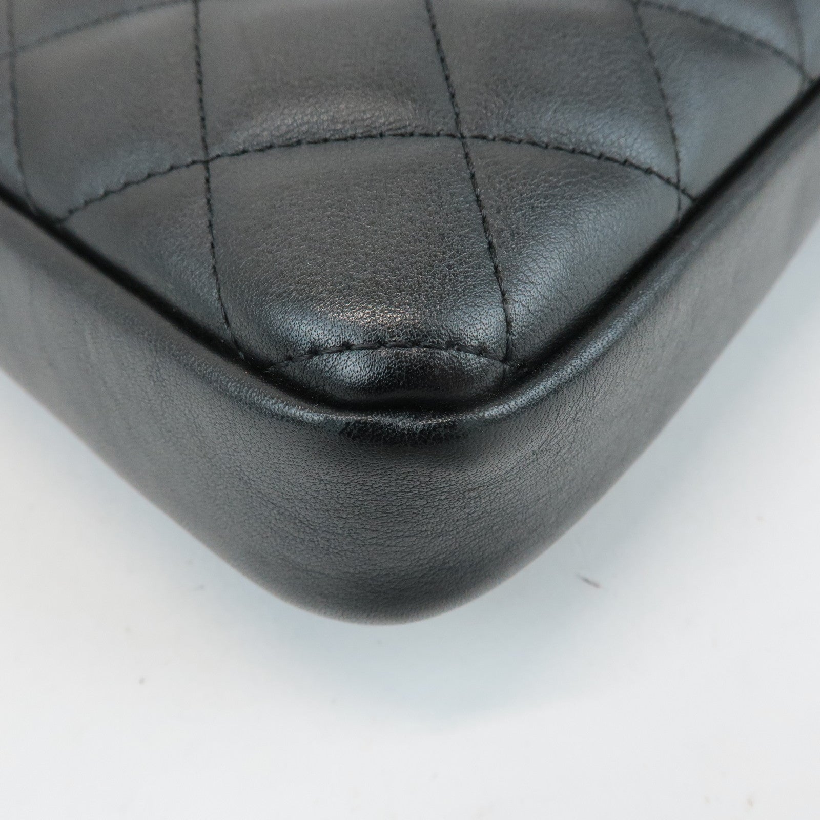 CHANEL Cambon Lamb Skin Medium Pochette Shoulder Bag A25178 Used