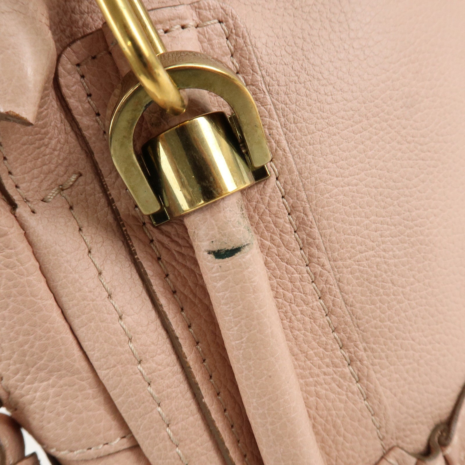 Chloe Paraty Leather 2Way Tote Bag HandBag Shoulder Bag Pink Beige Used