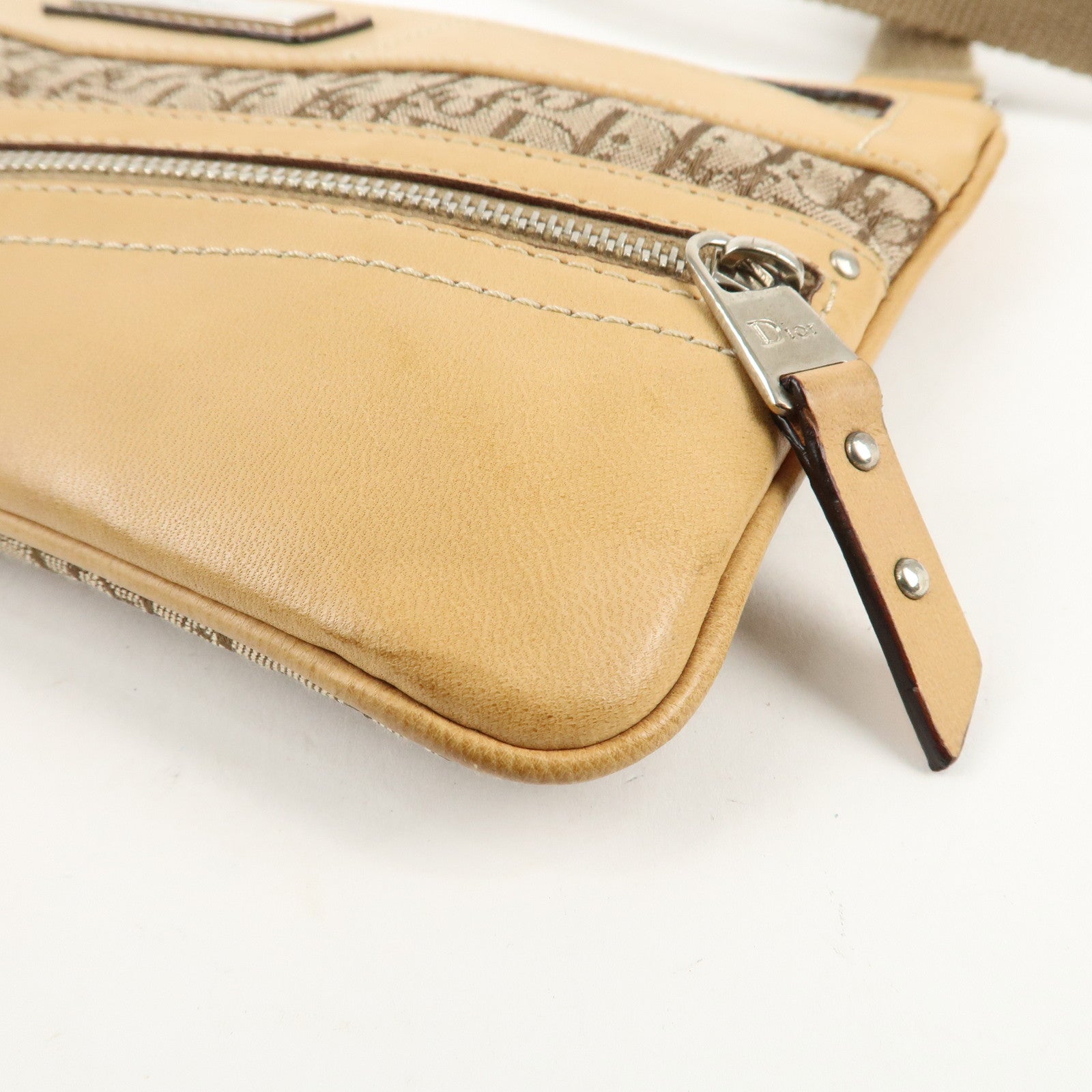 Christian Dior Street Chic Trotter Canvas Leather Shoulder Bag Used