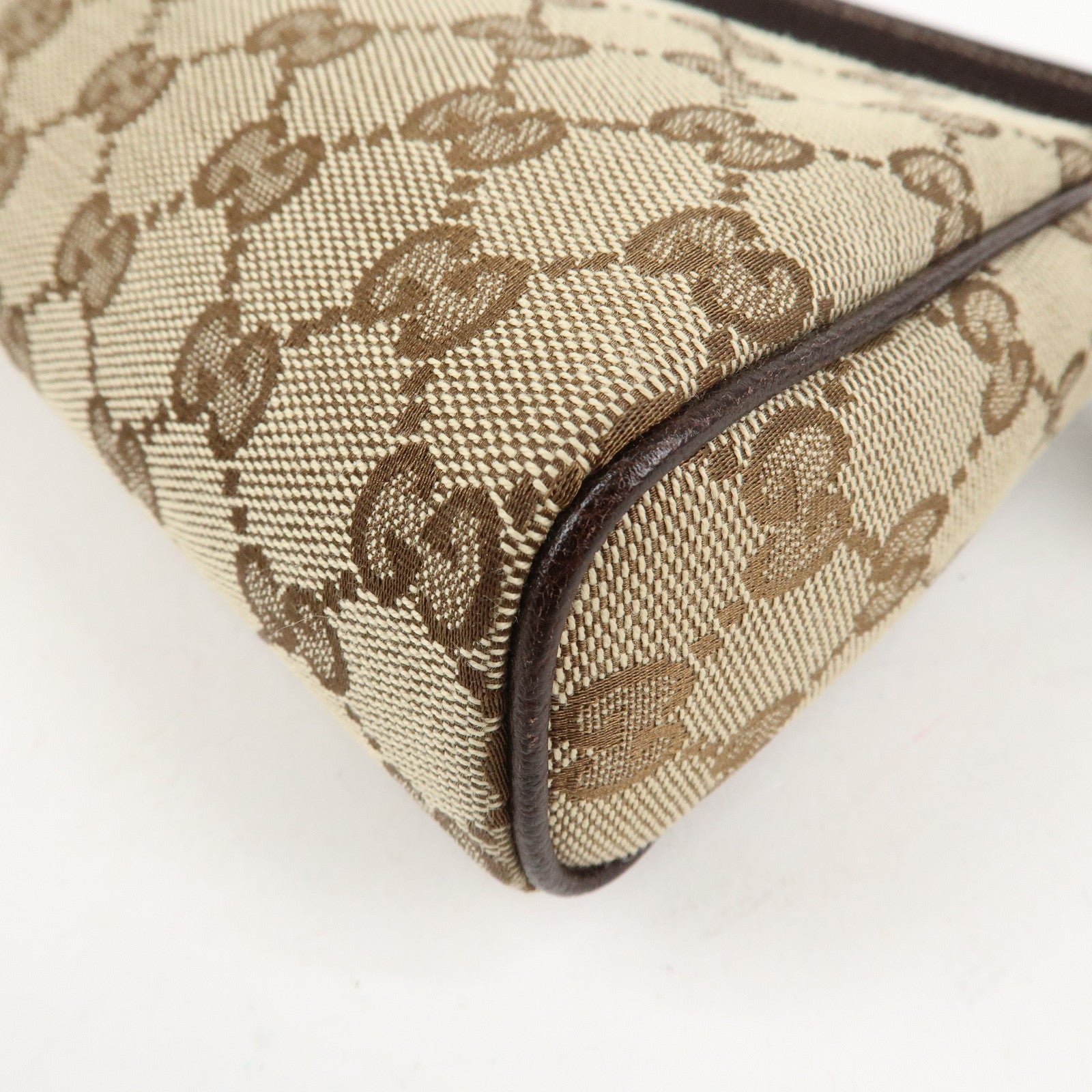 GUCCI Abbey GG Canvas Leather Shoulder Bag Beige Dark Brown 145750 Used