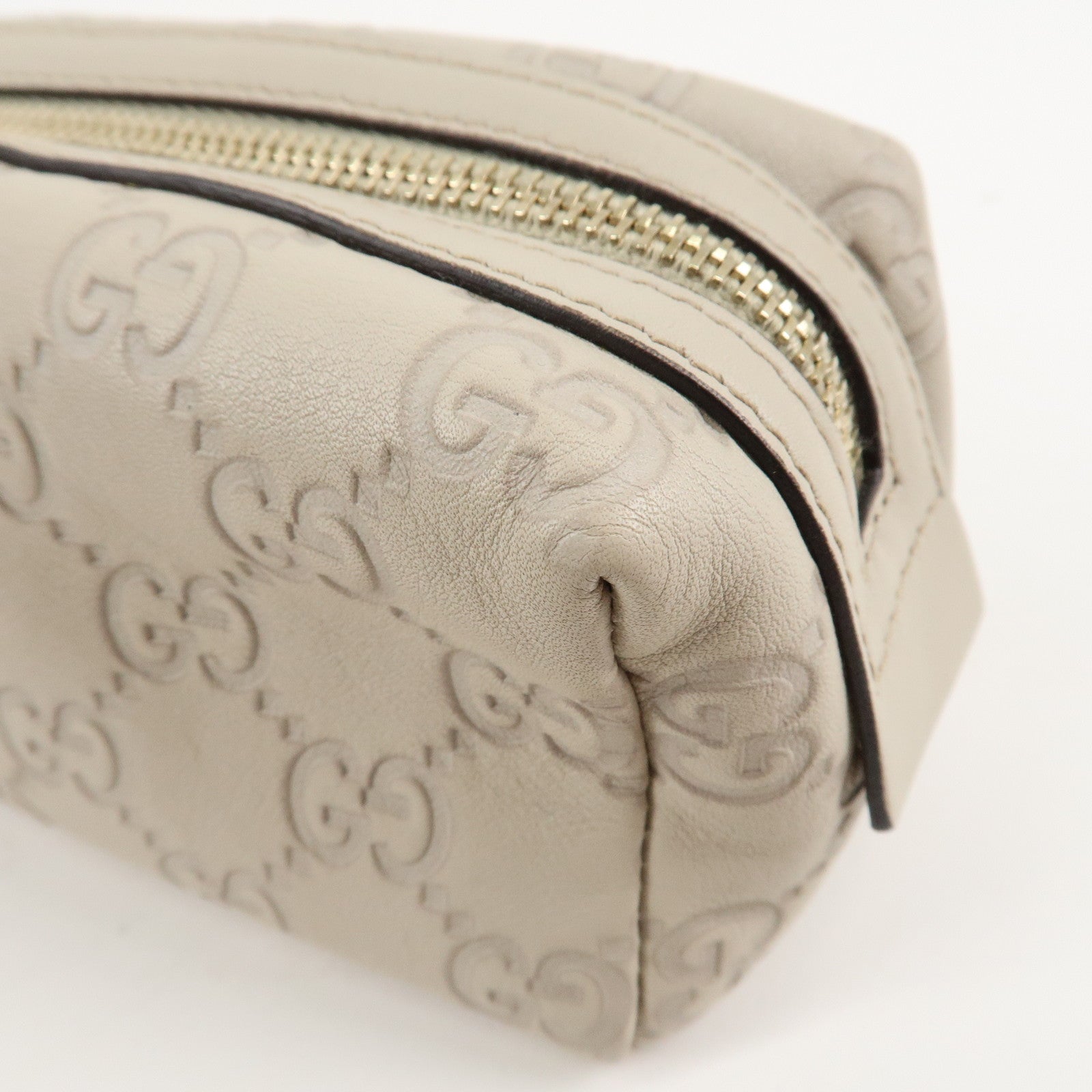 GUCCI Guccissima Leather Pouch Cosmetic Pouch Ivory 153228 Used