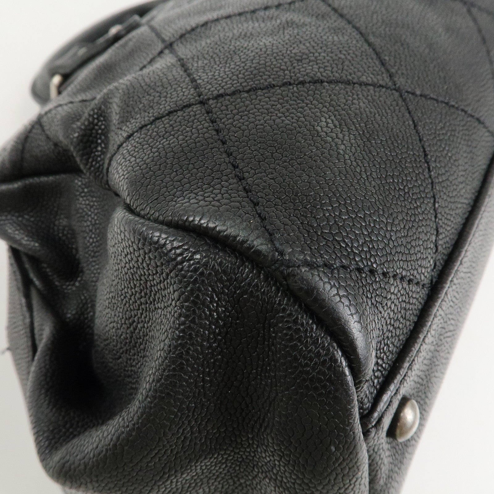 CHANEL Matelasse Caviar Skin Boston Bag Hand Bag Black A33046 Used