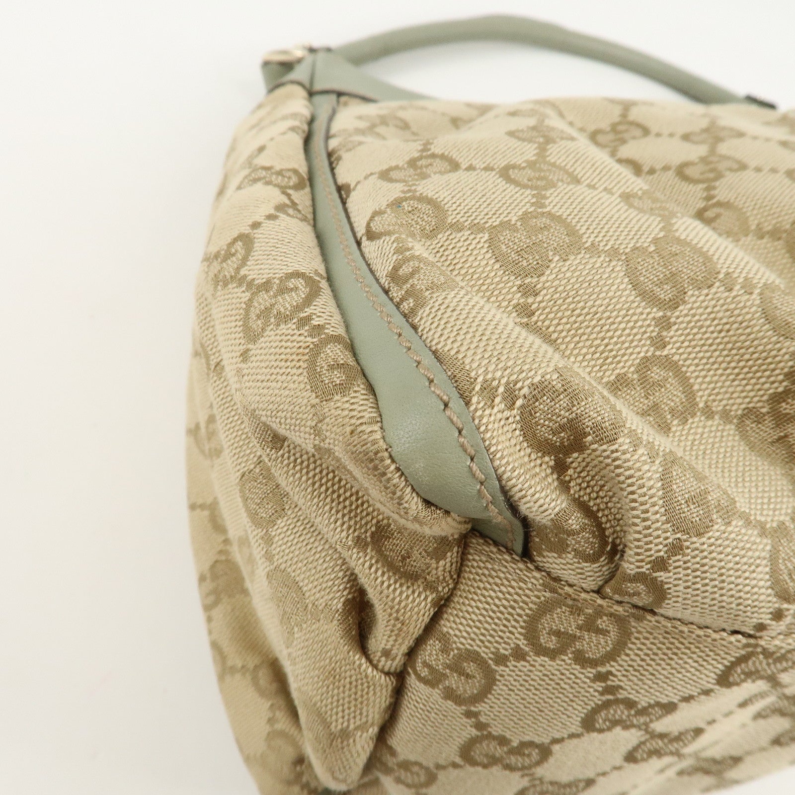 GUCCI Abbey GG Canvas Leather Shoulder Bag Beige Gold 189833 Used