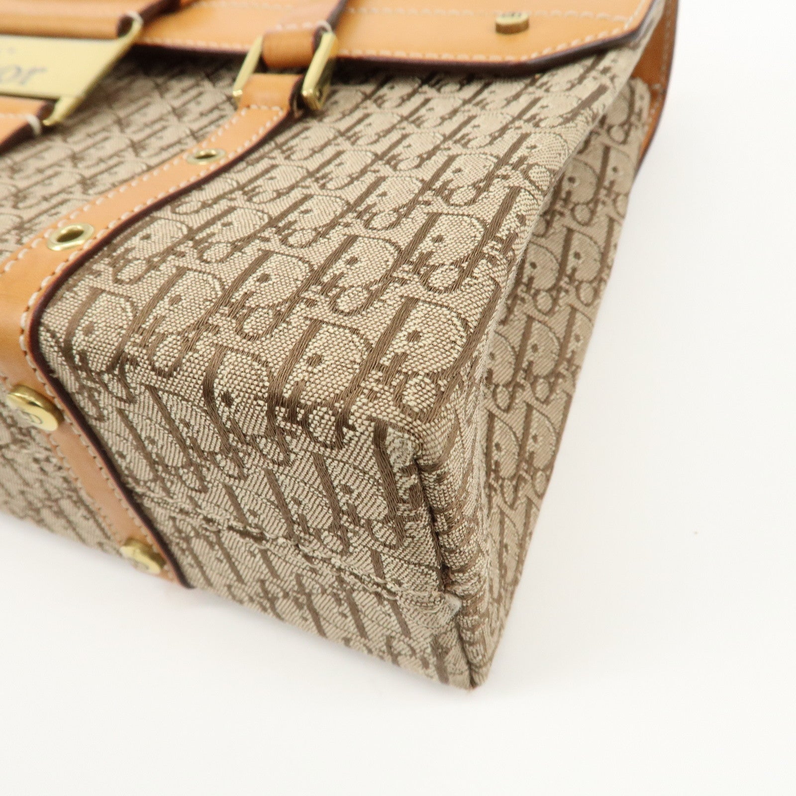 Christian Dior Trotter Street Chic Canvas Leather Shoulder Bag Used