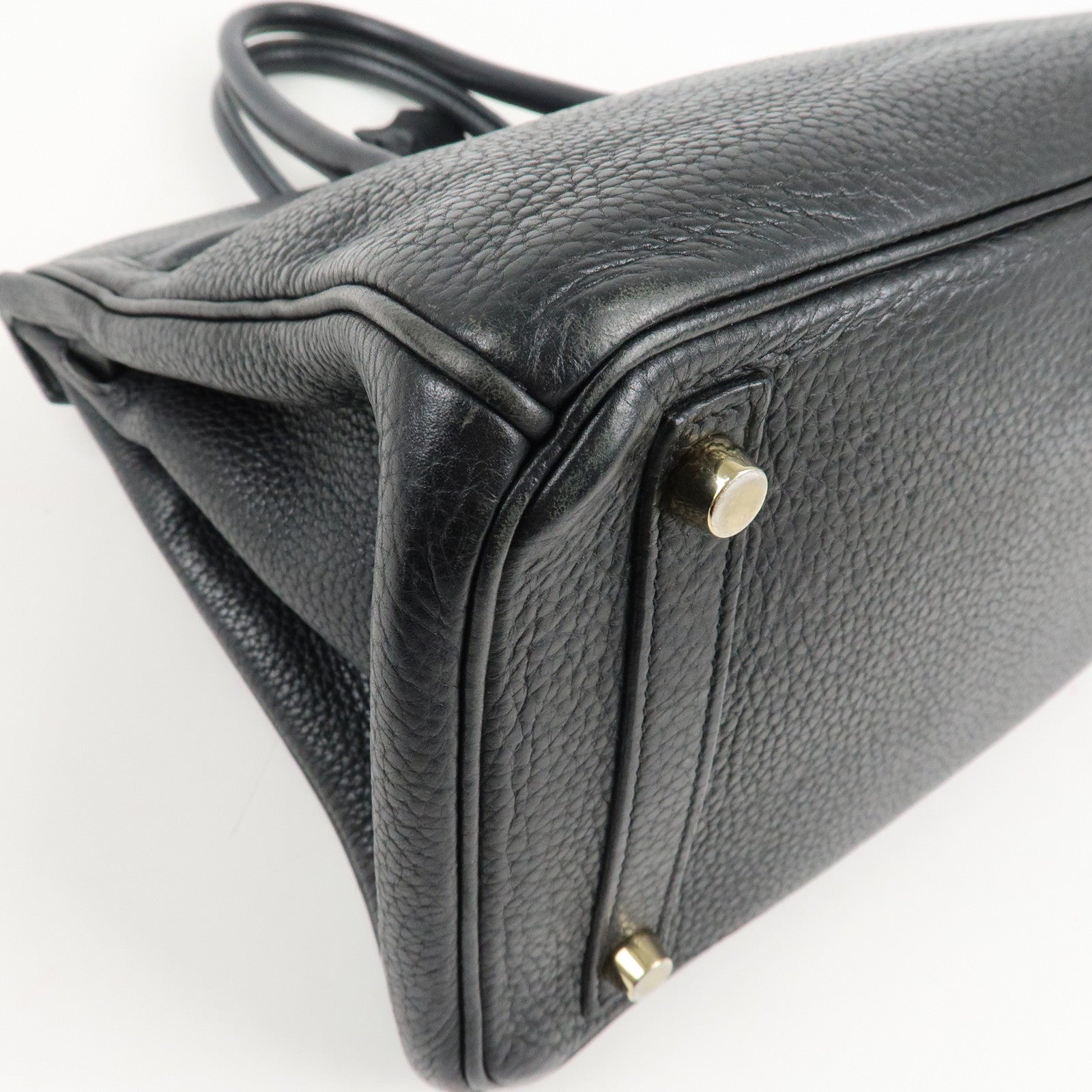 HERMES Taurillon Clemence Birkin 30 M stamped Black Gold Used