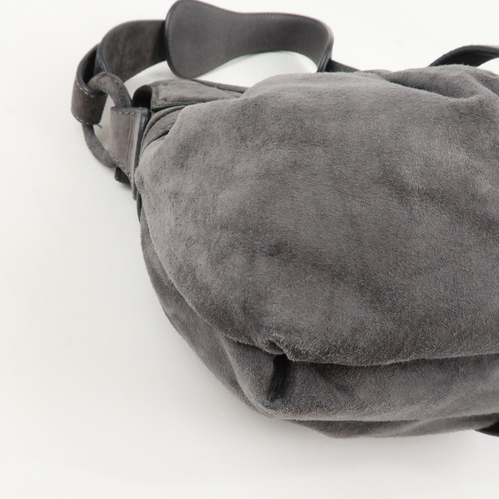 LOEWE Anagram Suede Leather Shoulder Bag Hand Bag Gray Used