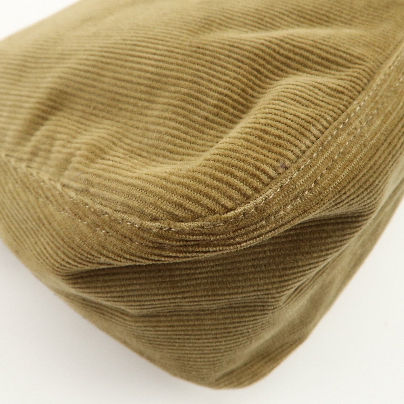 FENDI Mamma Baguette Corduroy Shoulder Bag Khaki 26325 Used