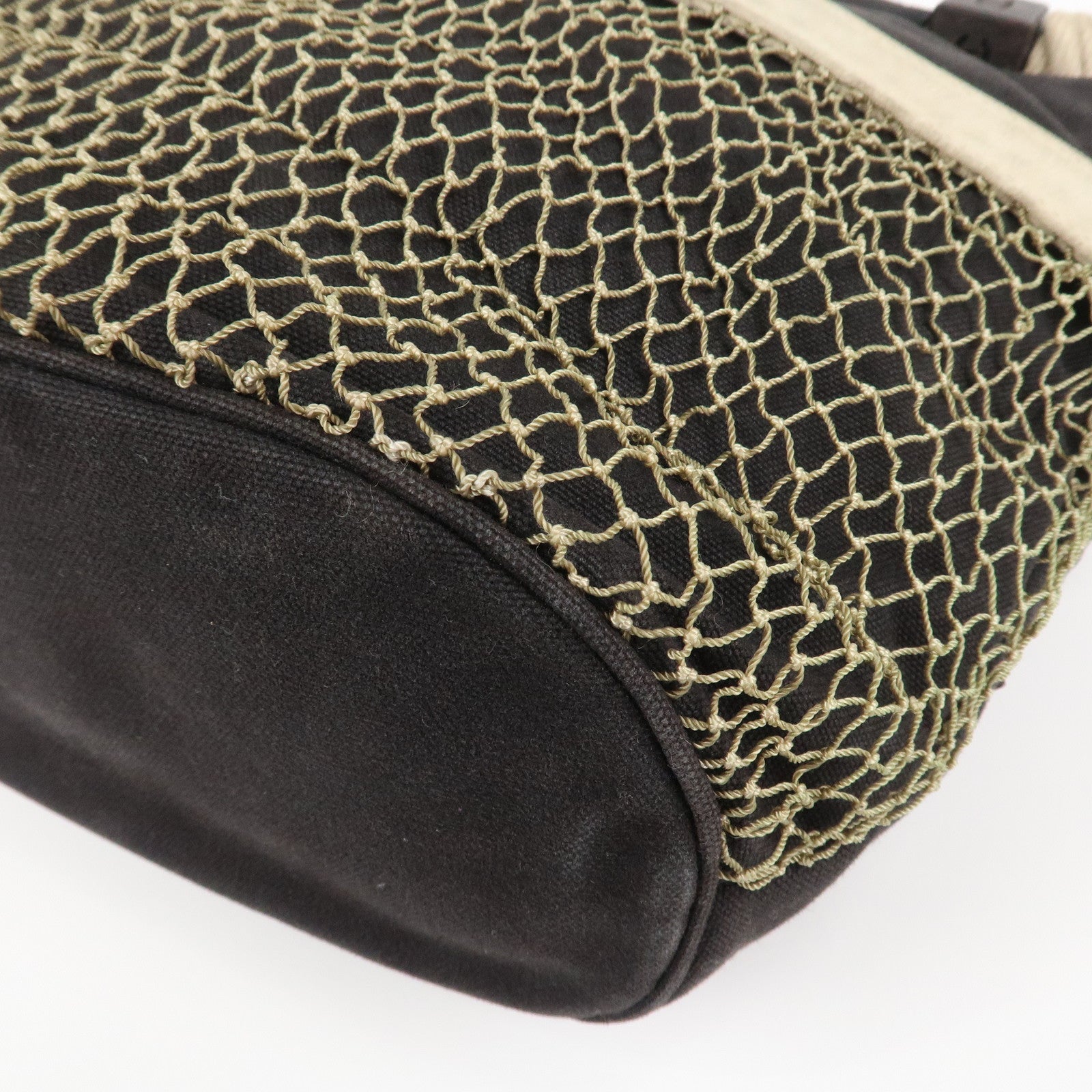 CHANEL COCO Mark Camellia Canvas Suede Tote Bag Black A21385 Used