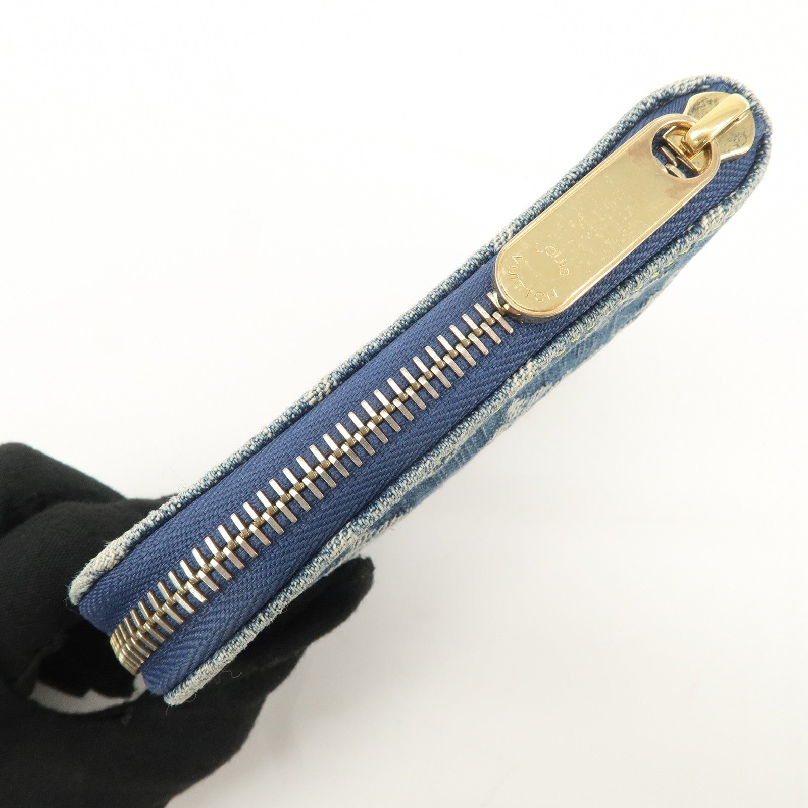 Louis Vuitton Monogram Denim Mini Zippy Wallet M95342 Blue Used