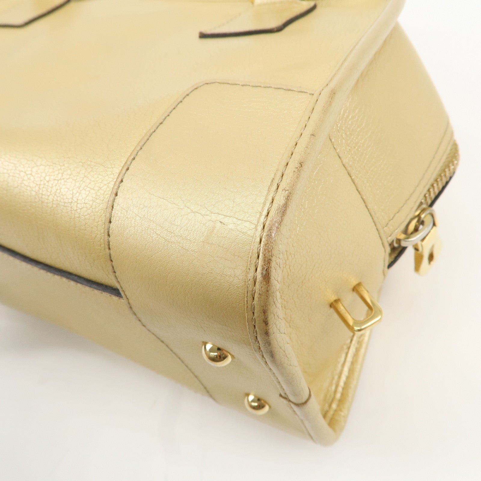LOEWE Anagram Leather Amazona 28 Hand Bag Gold Used