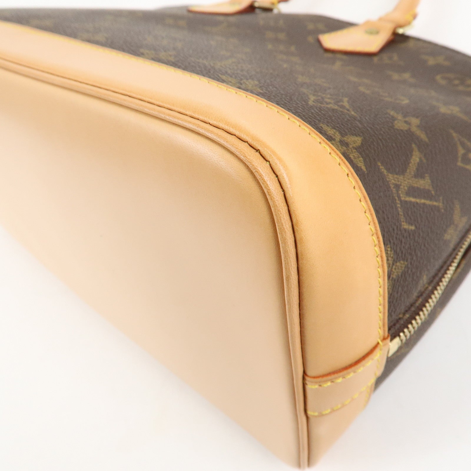 Louis Vuitton Monogram Alma Hand Bag Brown Gold Hardware M51130 Used