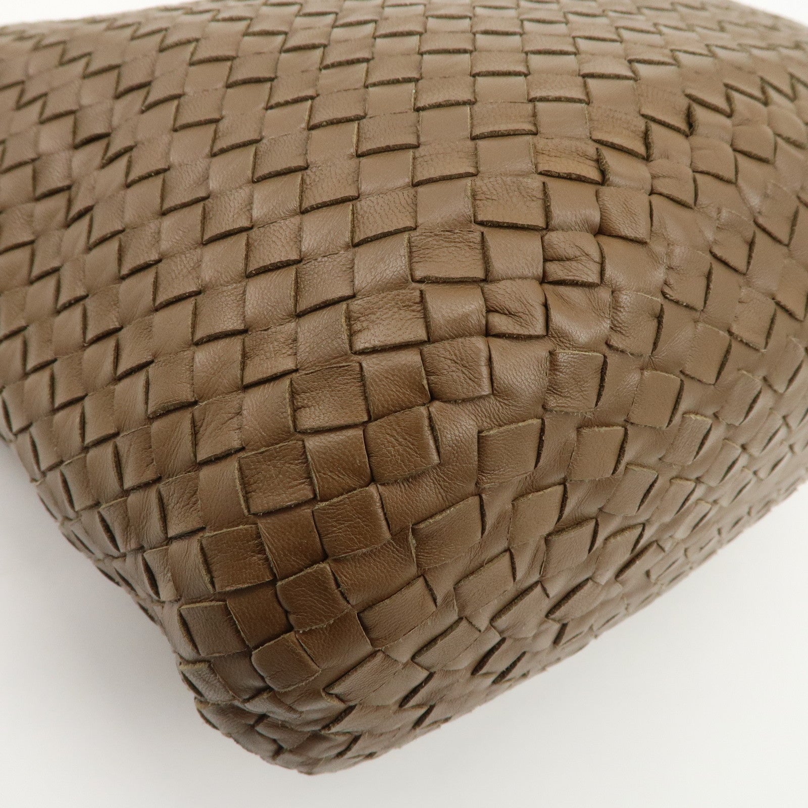 BOTTEGA VENETA Intrecciato Leather Shoulder Bag Brown Used